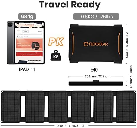 40W Foldable Solar Panel Charger with USB-C & USB-A Outputs - Waterproof for Outdoor Use