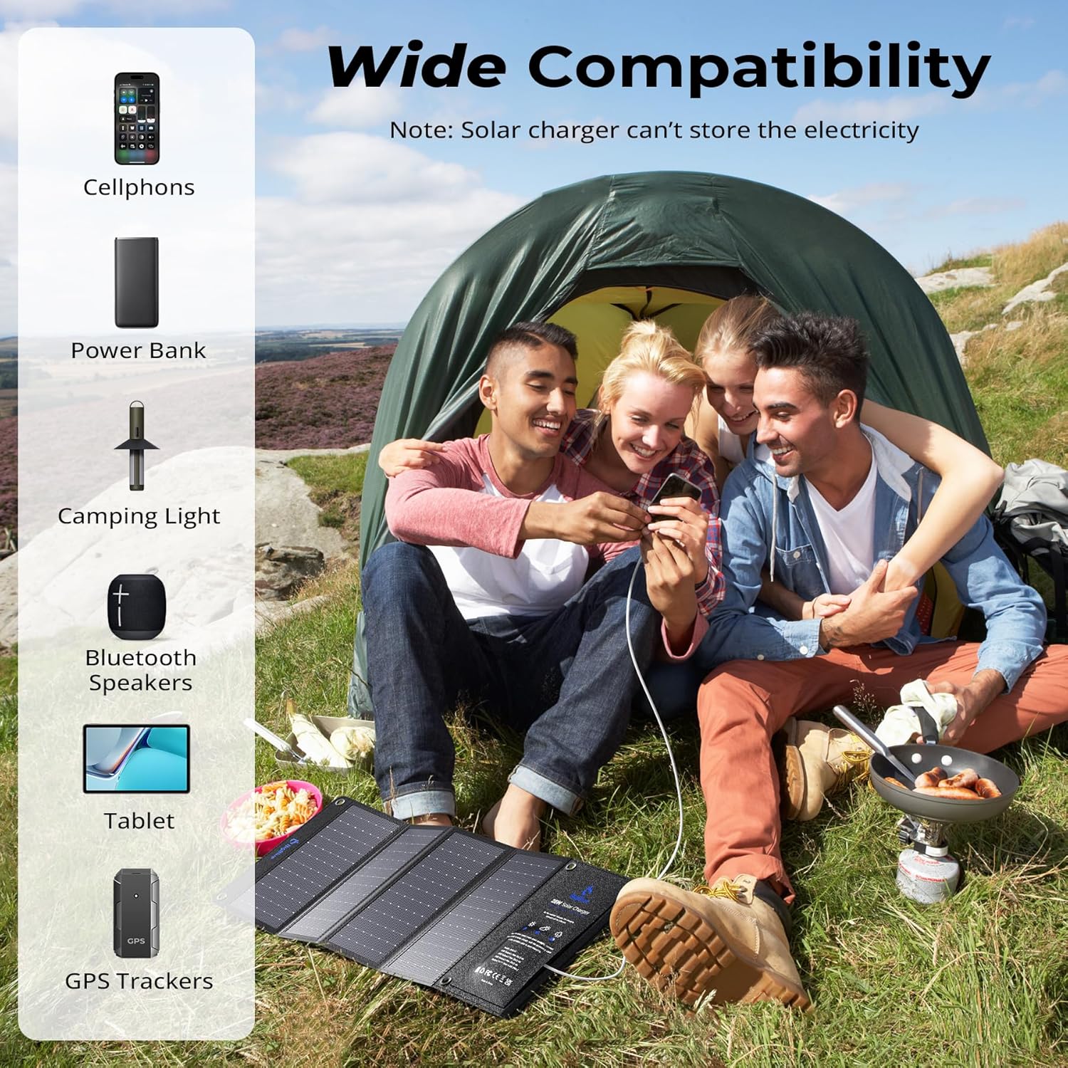 28W Solar Panel Charger with Triple USB Ports, Portable Solar Charger for Outdoor & Emergency Use