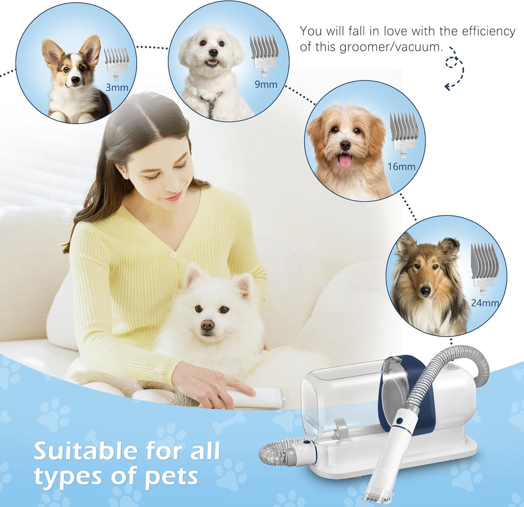 Pet Grooming Vacuum Kit: 2.3L Capacity, 99% Hair Capture, Low Noise with 5 Tools
