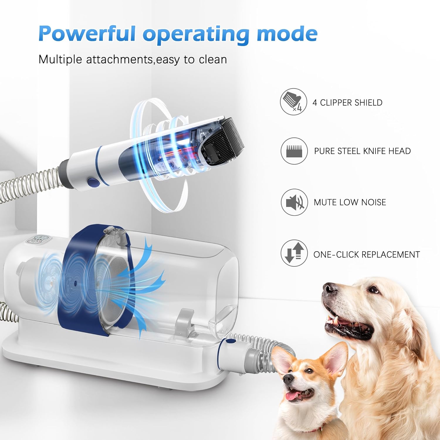 Pet Grooming Vacuum Kit: 2.3L Capacity, 99% Hair Capture, Low Noise with 5 Tools