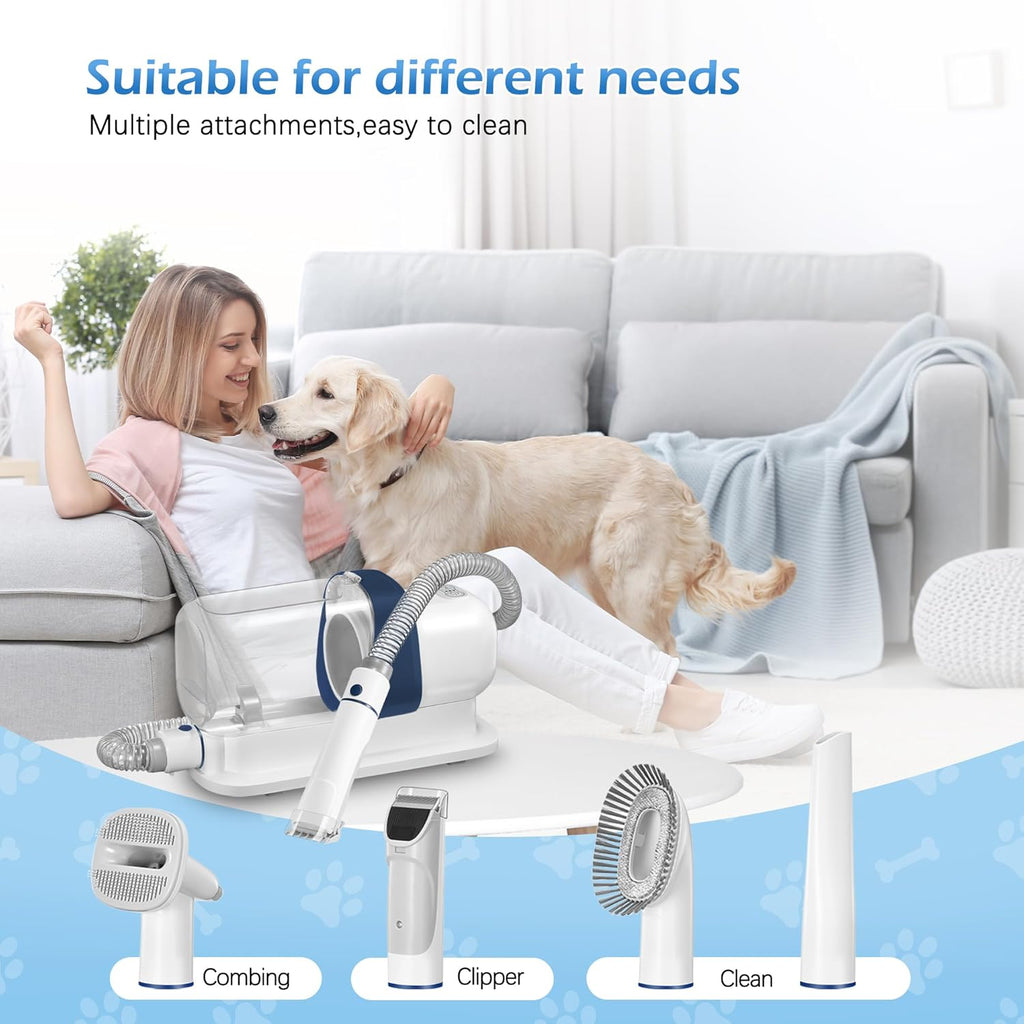 Pet Grooming Vacuum Kit: 2.3L Capacity, 99% Hair Capture, Low Noise with 5 Tools
