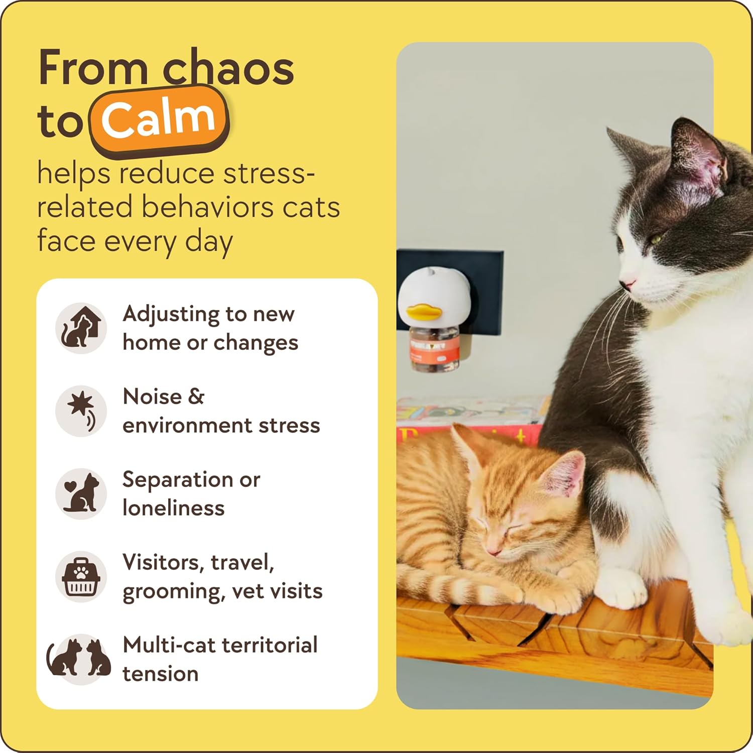 60-Day Cat Calming Diffuser with Refill - Reduces Stress, Spraying & Fighting