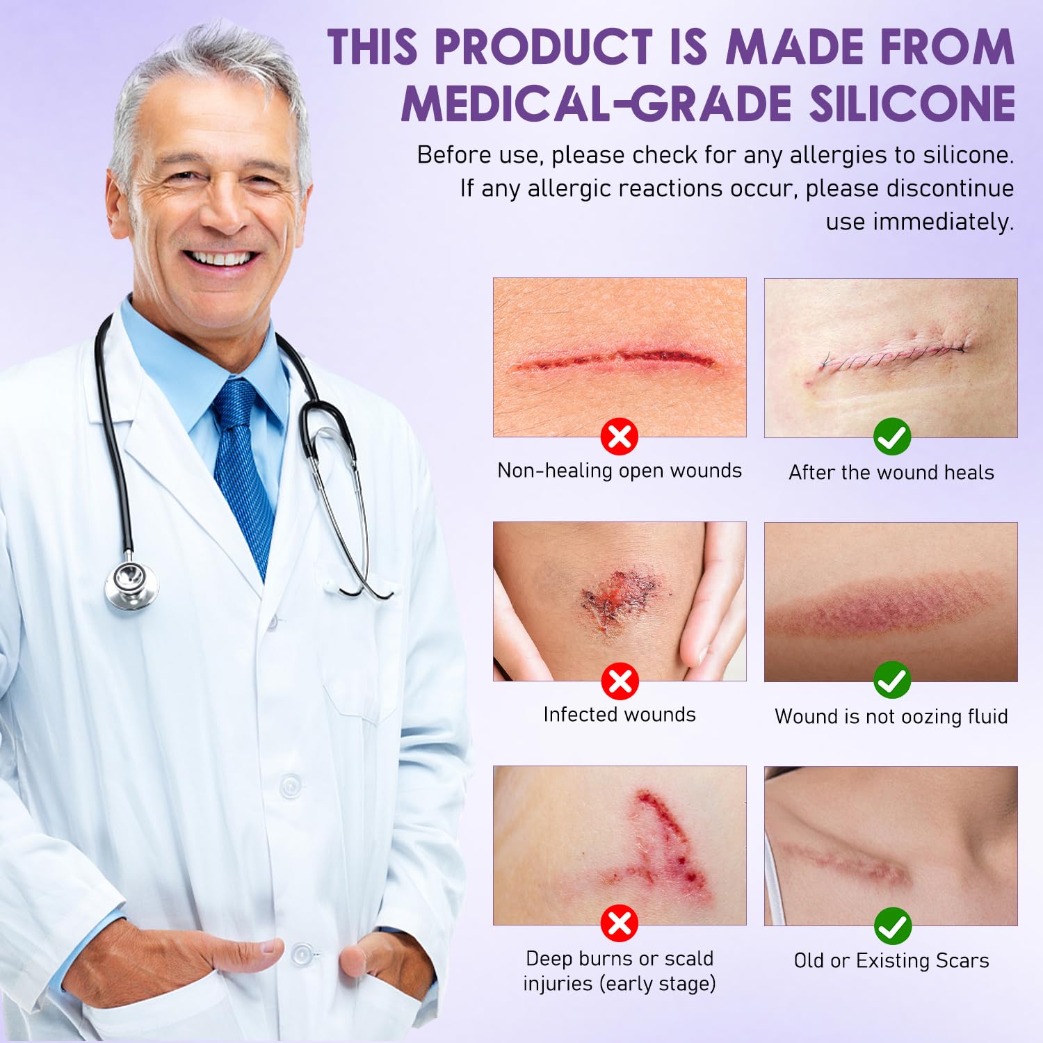 Hyaluronic Acid Silicone Scar & Wrinkle Tape for All Skin Types