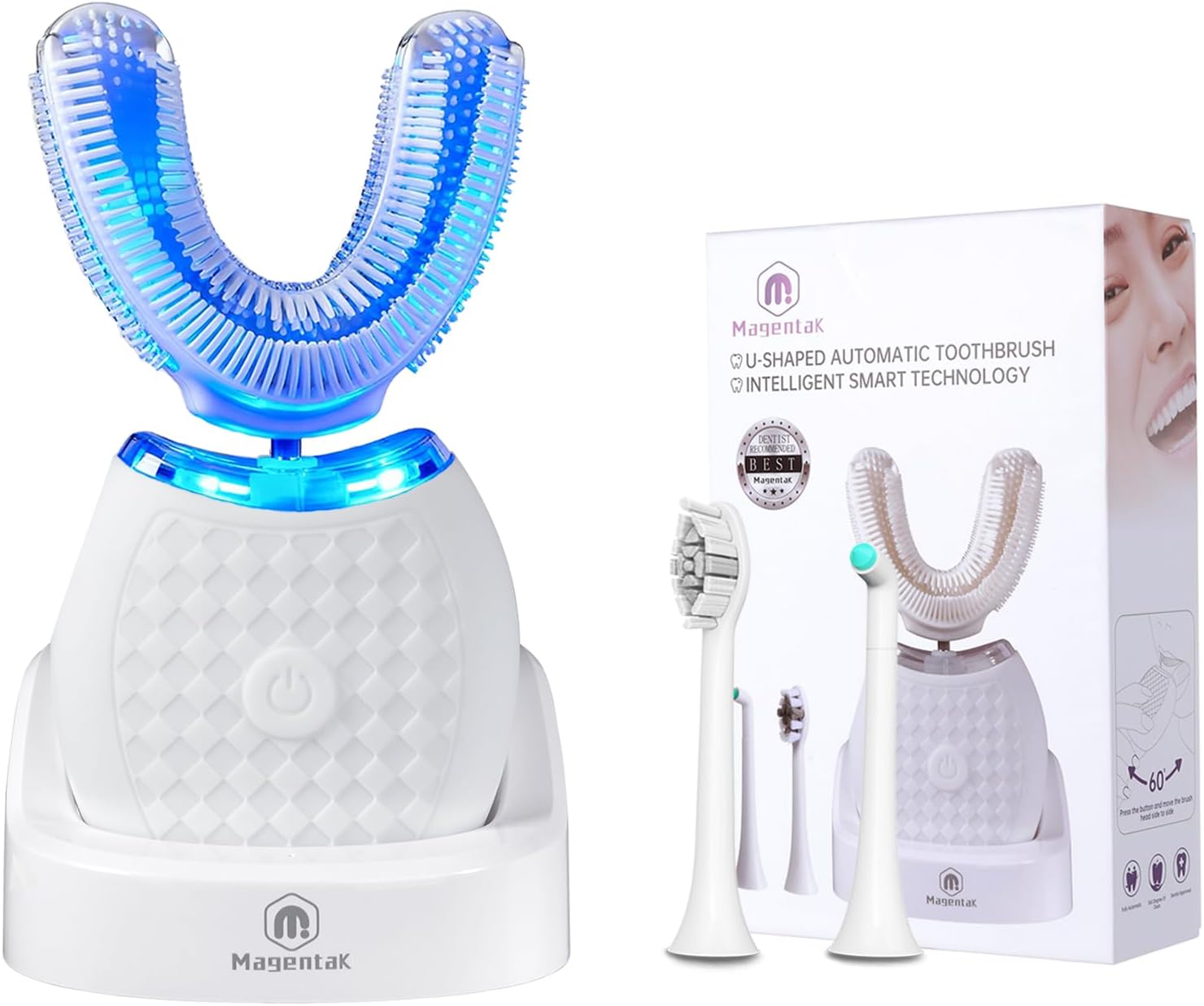 U-Shaped Electric Toothbrush for Adults with 360° Cleaning, 3 Modes & Wireless Charging