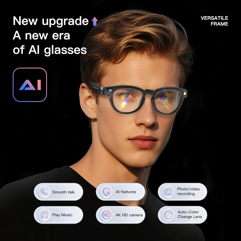 AI Smart Glasses with 8MP Camera, Real-Time Translation & Photochromic Lenses
