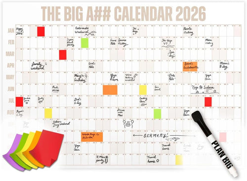 2026 Full-Year Wall Calendar - 4'x3' Dry-Erase with Marker & 100 Color Labels - Year at a Glance