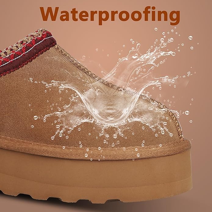 Women's Platform Ankle Boots Fur-Lined Slippers Anti-Slip Winter Snow Boots for Outdoor