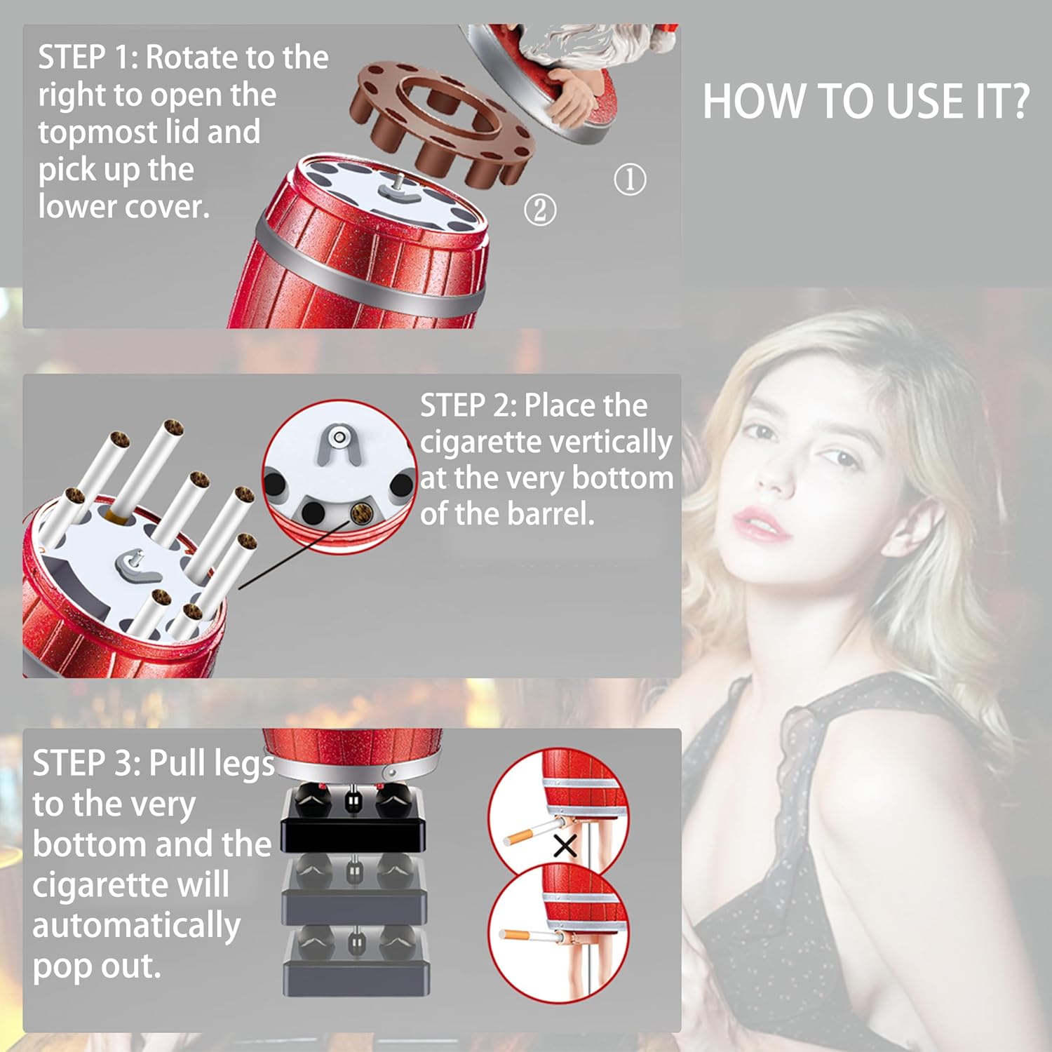 Funny Santa Cigarette Dispenser Pop Up Box, Automatic Prank Toy Gift for Men