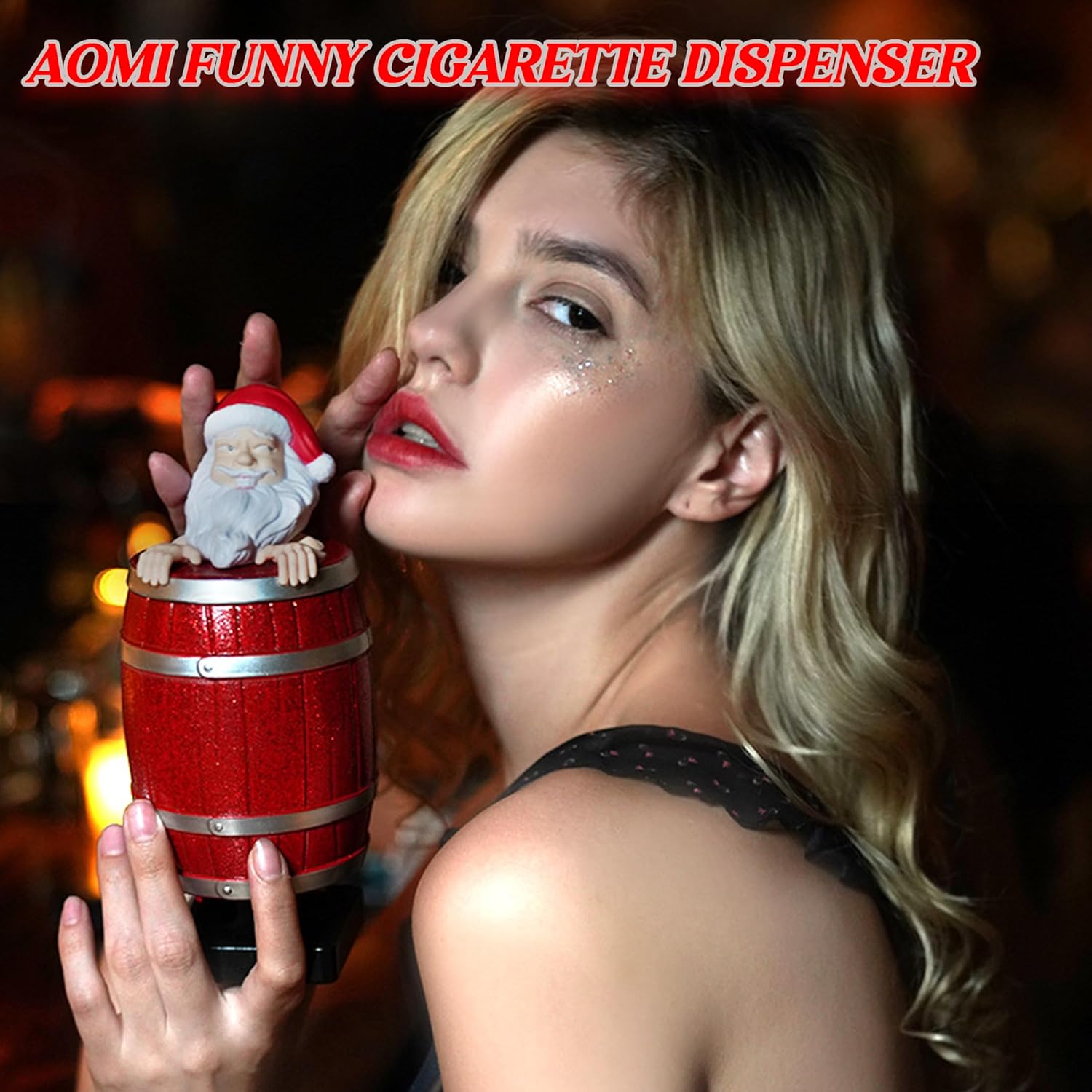 Funny Santa Cigarette Dispenser Pop Up Box, Automatic Prank Toy Gift for Men