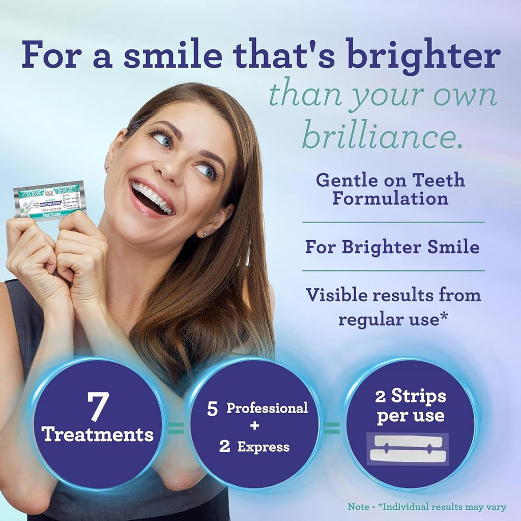 7-Day Teeth Whitening Strips with Non-Slip Dry Technology for Brighter Smile