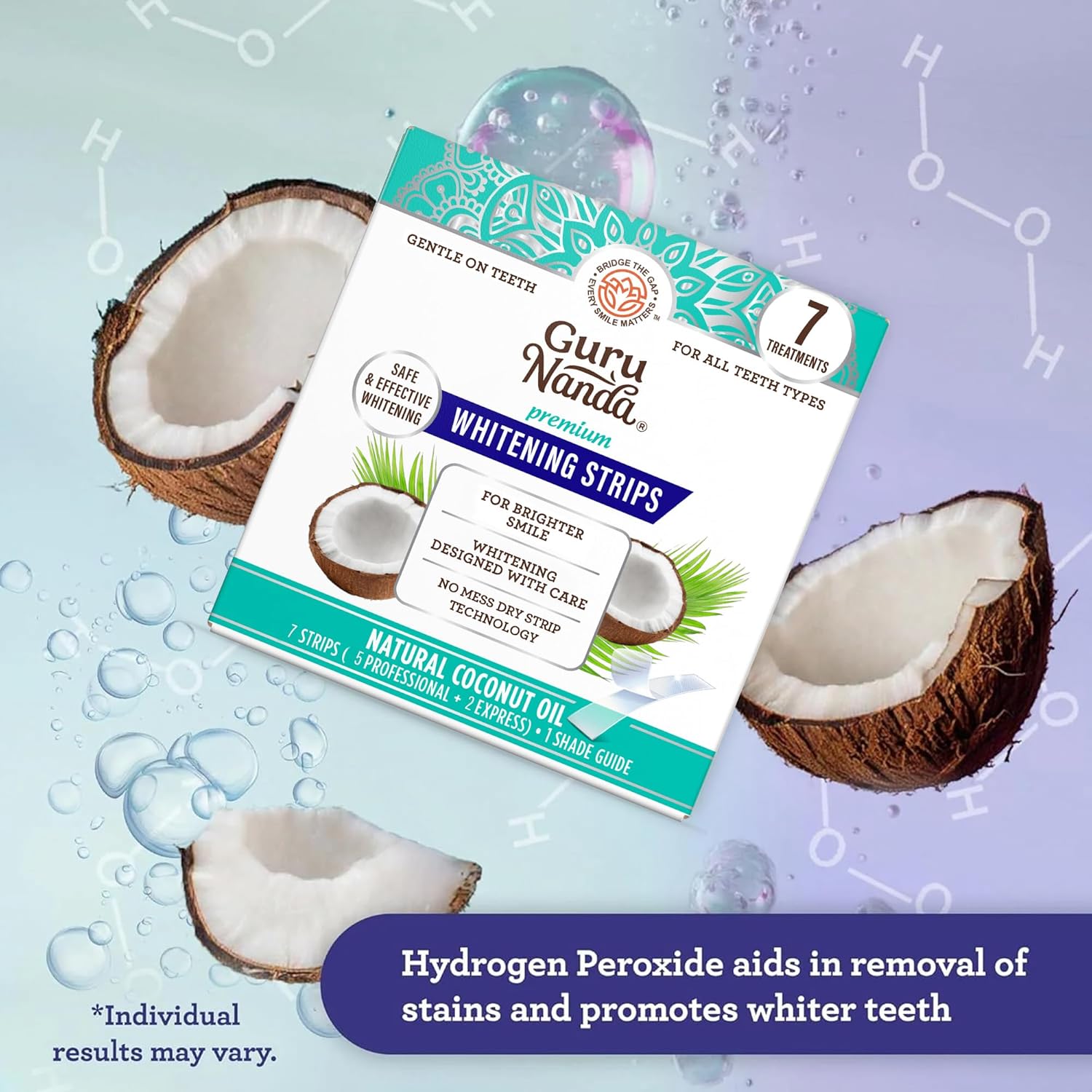 7-Day Teeth Whitening Strips with Non-Slip Dry Technology for Brighter Smile