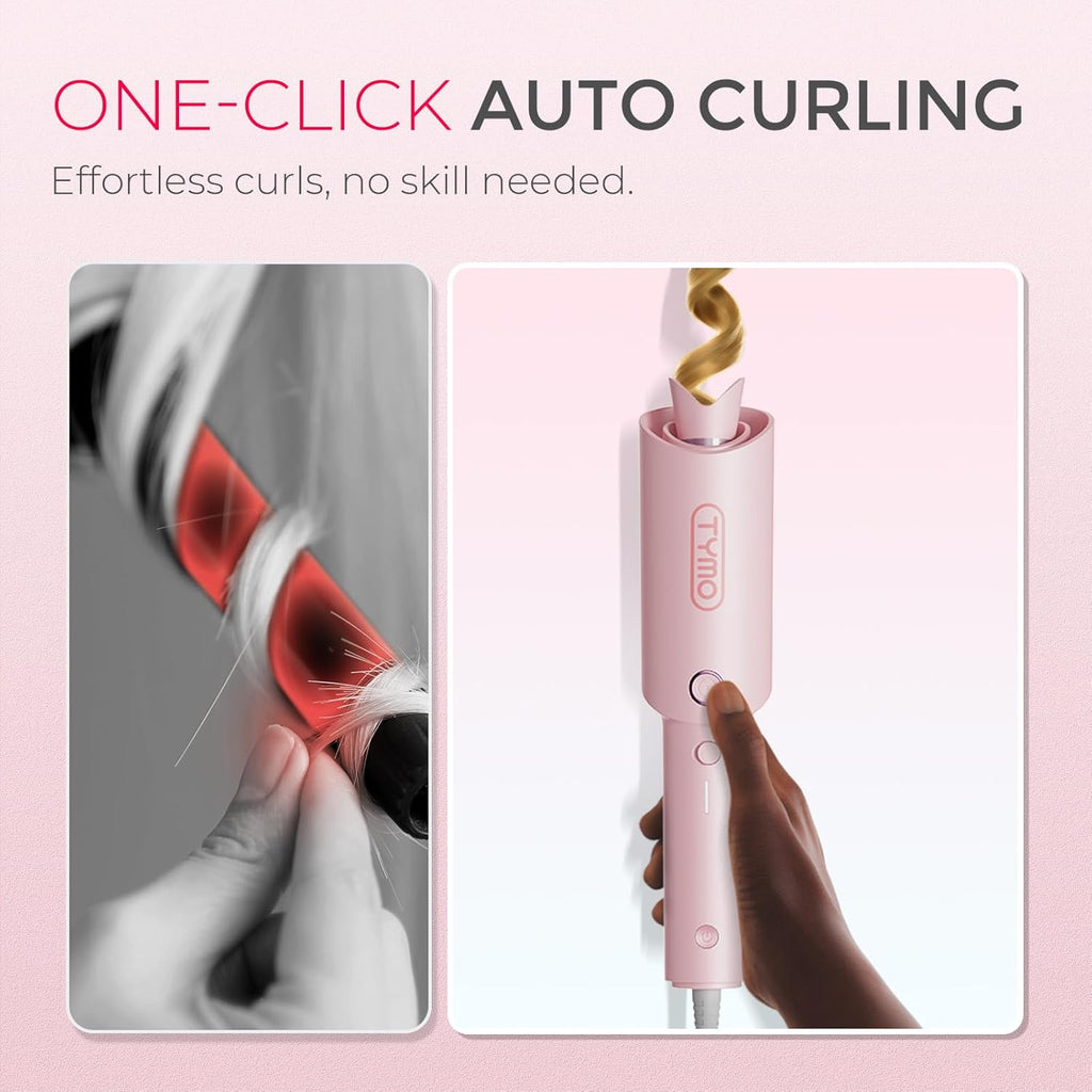 Automatic Rotating Curling Iron: 1 Inch Beach Waves Wand with 500M Ions & Anti-Scald