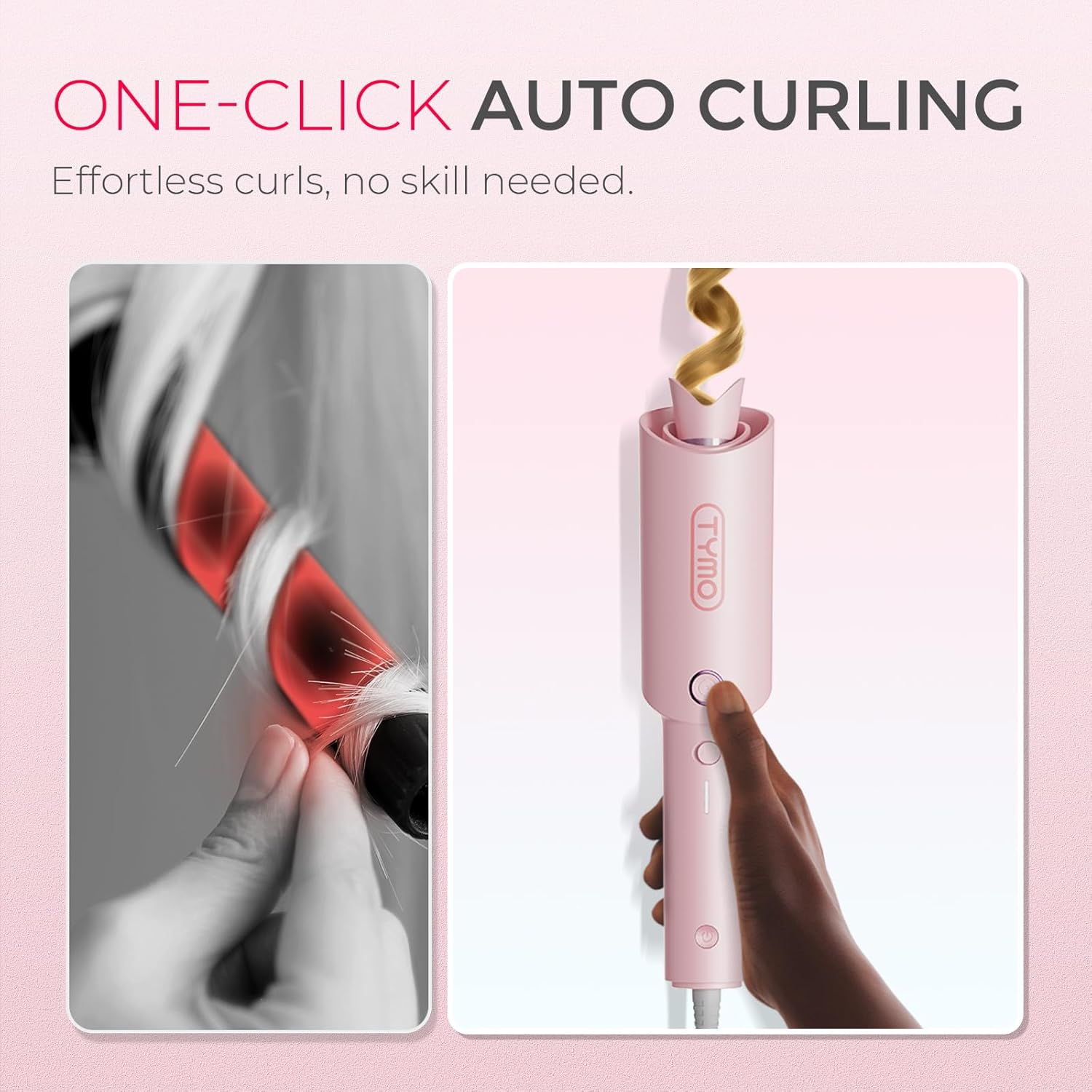 Automatic Rotating Curling Iron: 1 Inch Beach Waves Wand with 500M Ions & Anti-Scald