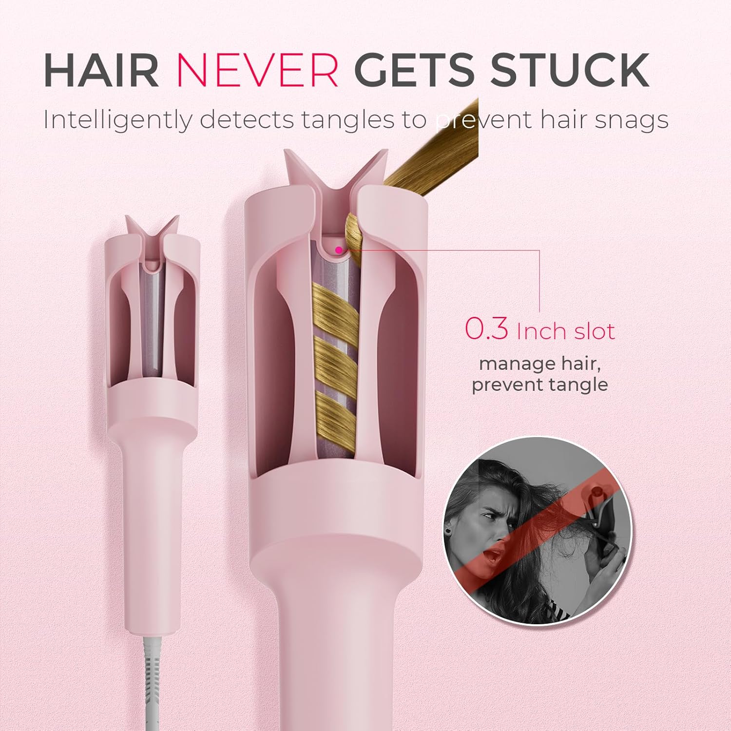 Automatic Rotating Curling Iron: 1 Inch Beach Waves Wand with 500M Ions & Anti-Scald