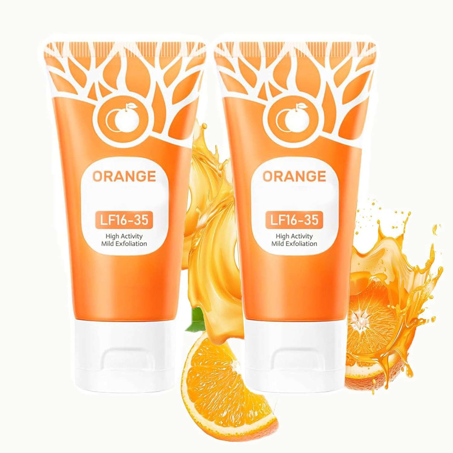 Orange Exfoliating Gel for Face & Body, Deep Cleans Pores & Moisturizes, All Skin Types (2Pcs, 1.7oz)