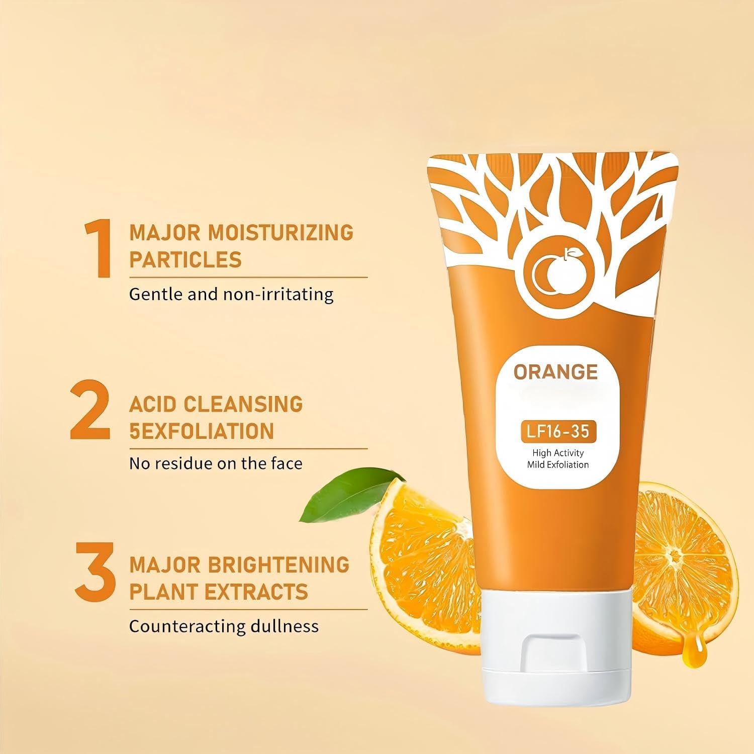 Orange Exfoliating Gel for Face & Body, Deep Cleans Pores & Moisturizes, All Skin Types (2Pcs, 1.7oz)