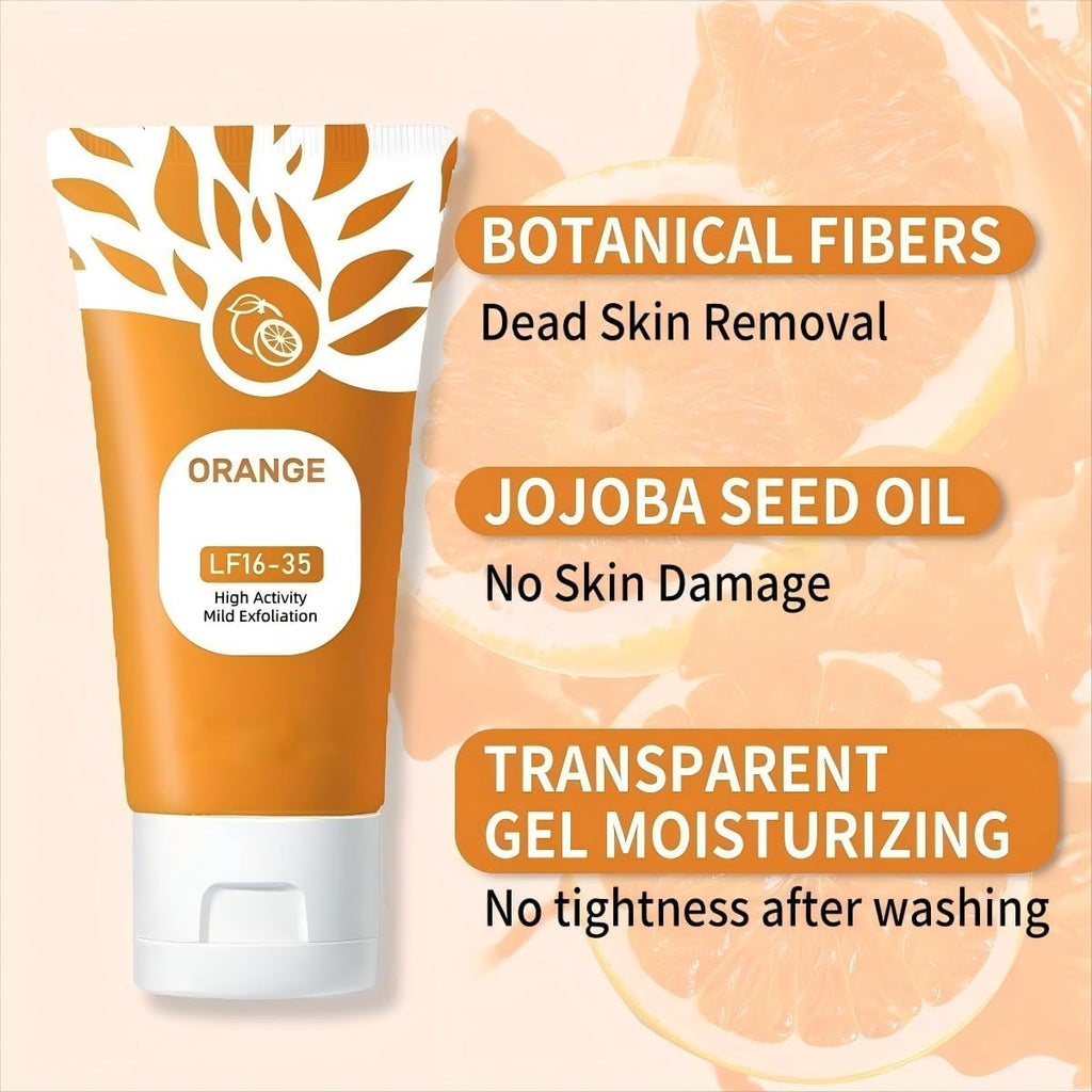Orange Exfoliating Gel for Face & Body, Deep Cleans Pores & Moisturizes, All Skin Types (2Pcs, 1.7oz)
