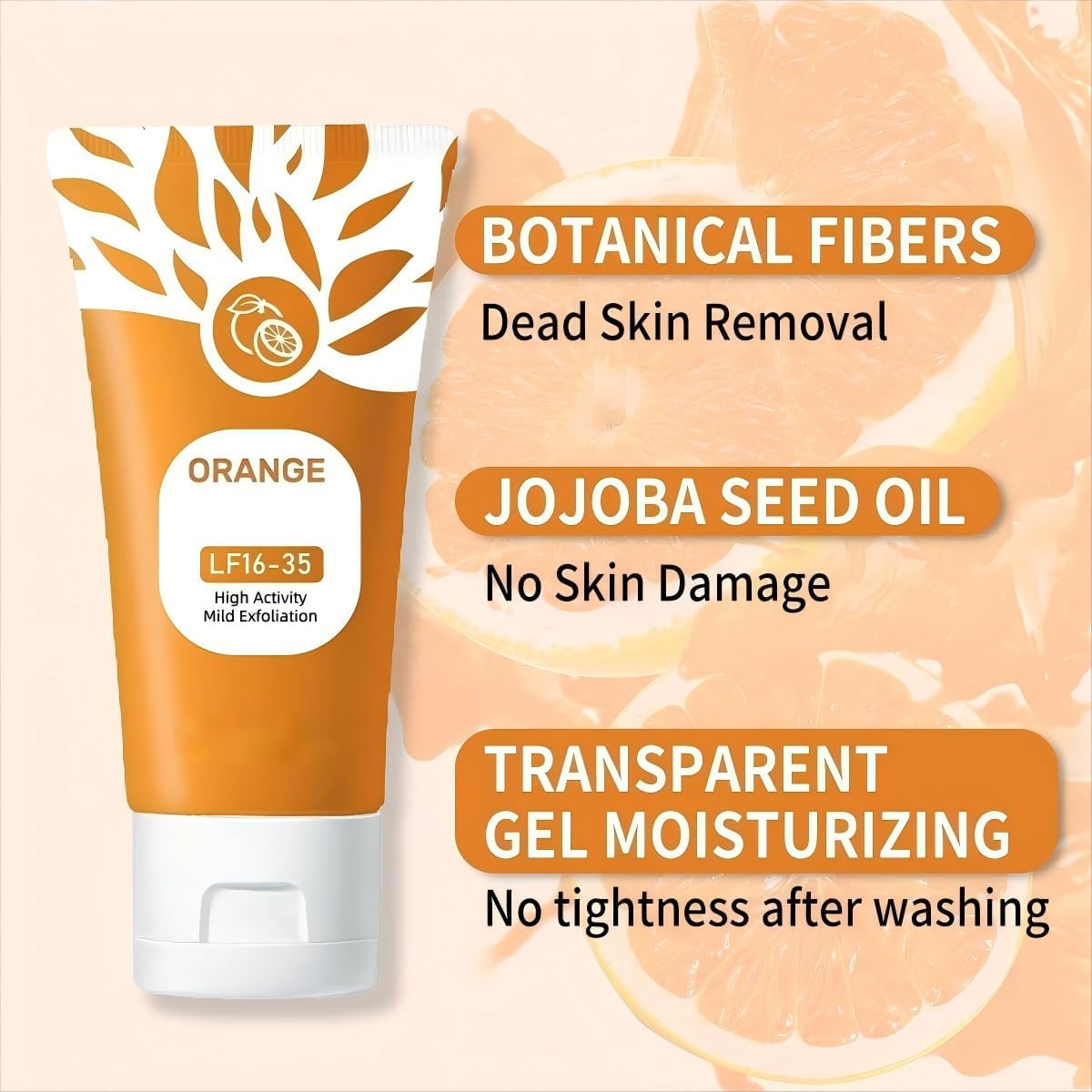 Orange Exfoliating Gel for Face & Body, Deep Cleans Pores & Moisturizes, All Skin Types (2Pcs, 1.7oz)