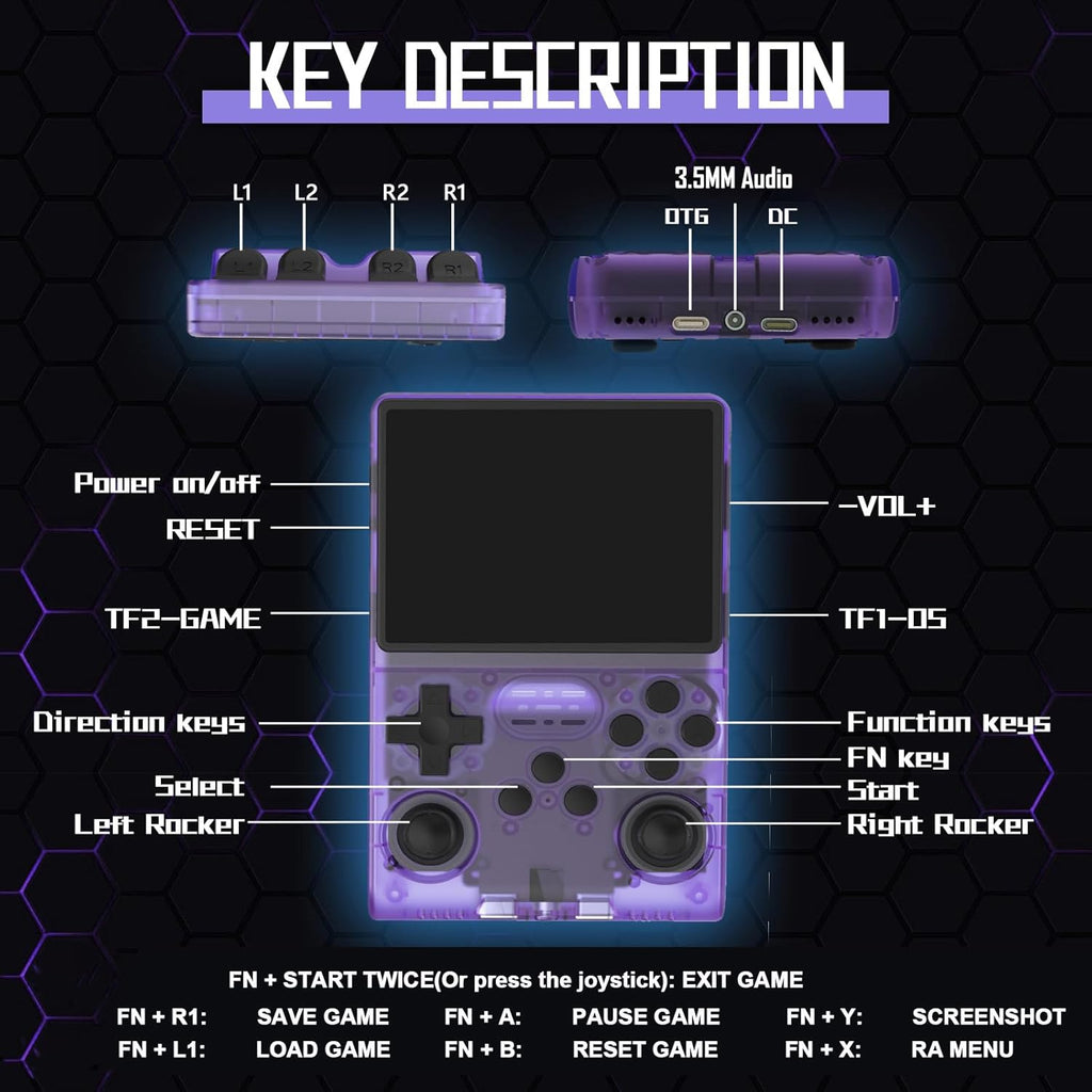 3.5 Inch IPS Retro Game Console with 30000 Preloaded Games, 10-Hour Battery Life