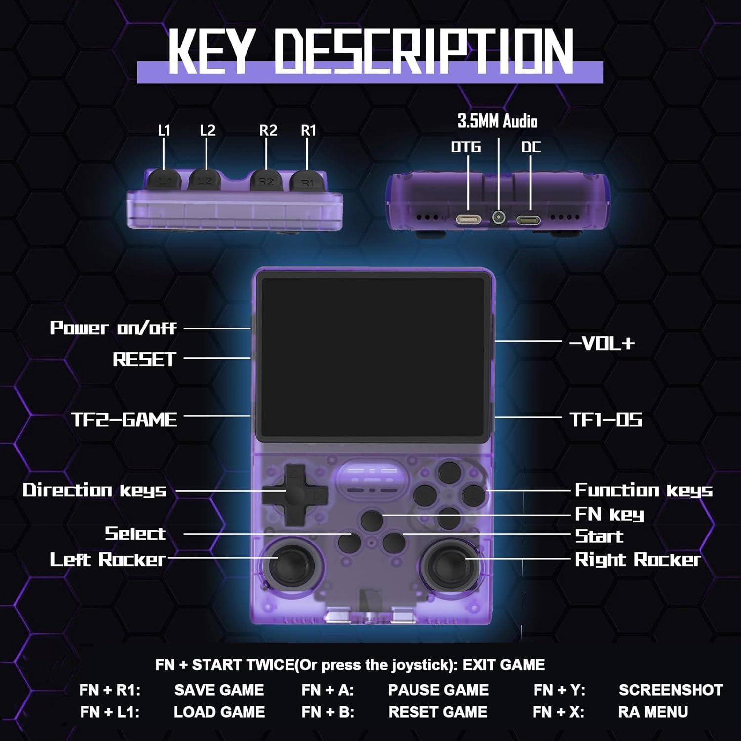 3.5 Inch IPS Retro Game Console with 30000 Preloaded Games, 10-Hour Battery Life