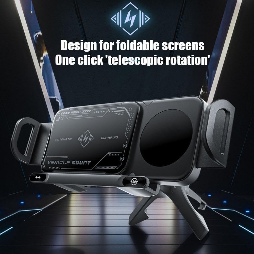Dual Coil Foldable Car Charger Mount with Fast Charging 360° Rotation