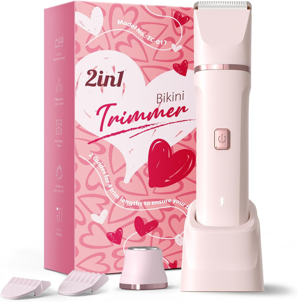 Painless Electric Bikini Trimmer for Women - Waterproof Cordless Shaver with Ceramic Blades & USB Charging
