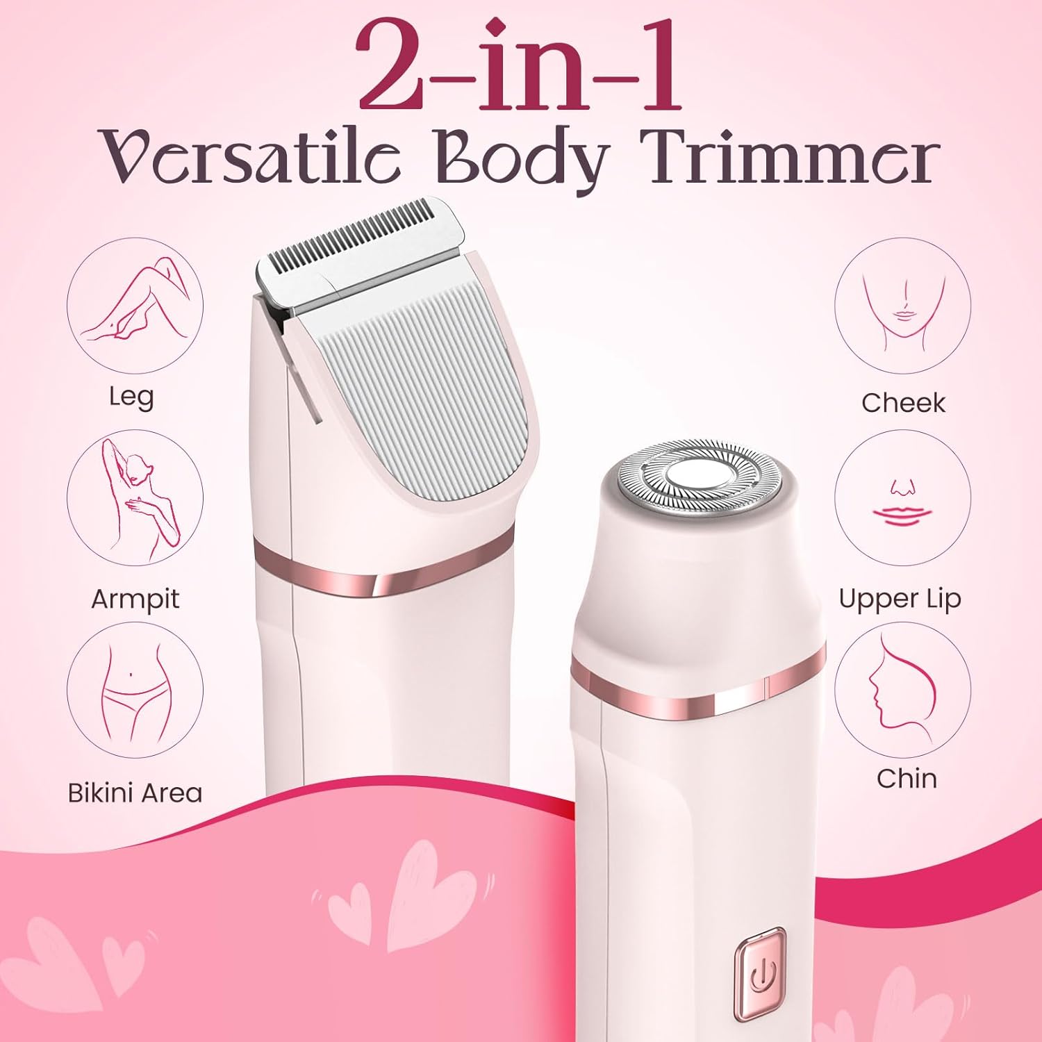 Painless Electric Bikini Trimmer for Women - Waterproof Cordless Shaver with Ceramic Blades & USB Charging