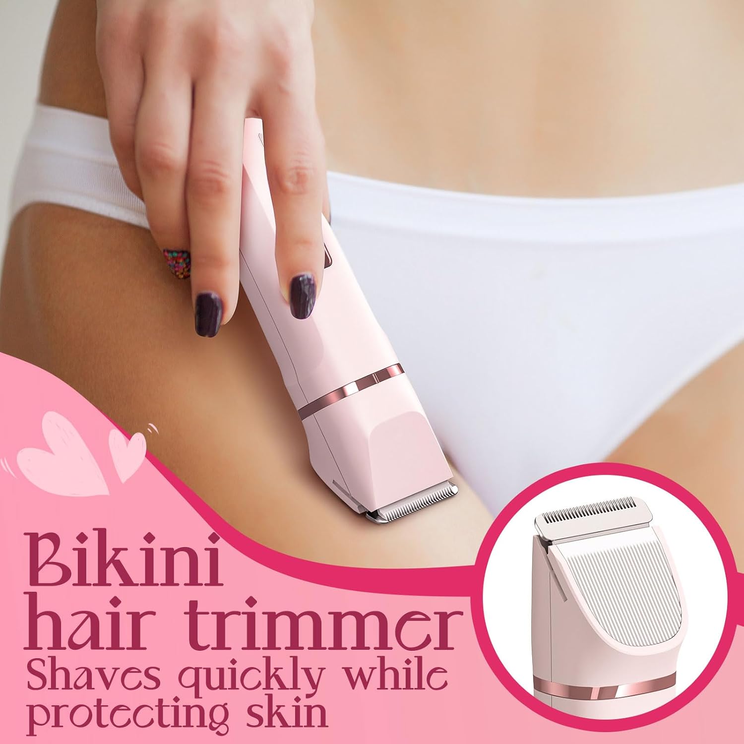 Painless Electric Bikini Trimmer for Women - Waterproof Cordless Shaver with Ceramic Blades & USB Charging