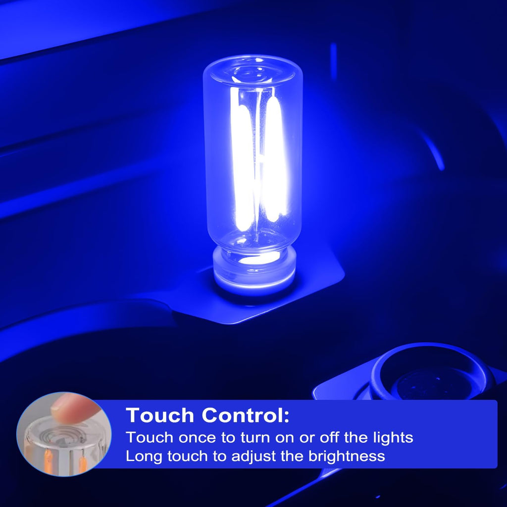 2-Pack Car USB Lights, Touch Dimmable Retro Atmosphere Lamp with Glass Bottle Design
