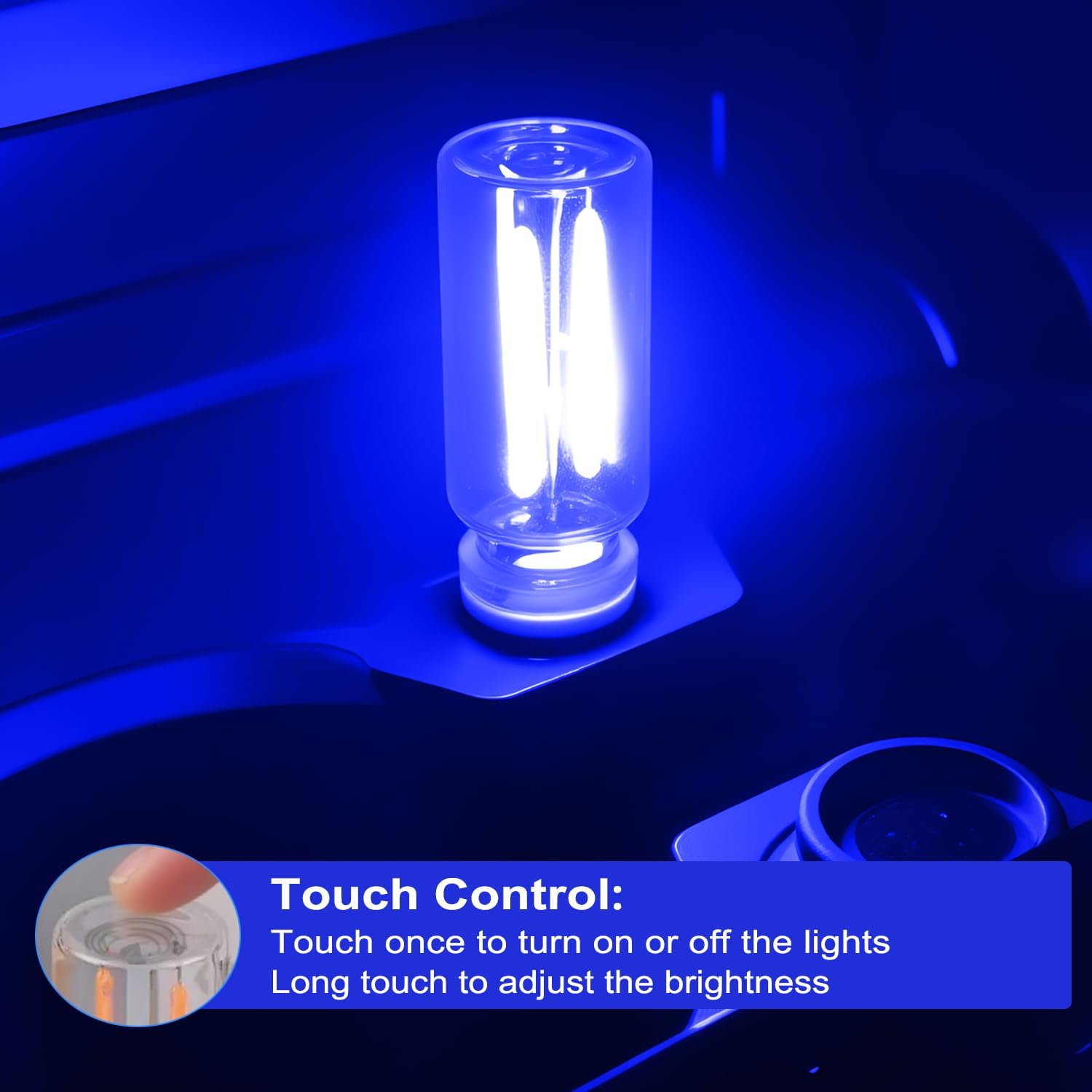 2-Pack Car USB Lights, Touch Dimmable Retro Atmosphere Lamp with Glass Bottle Design