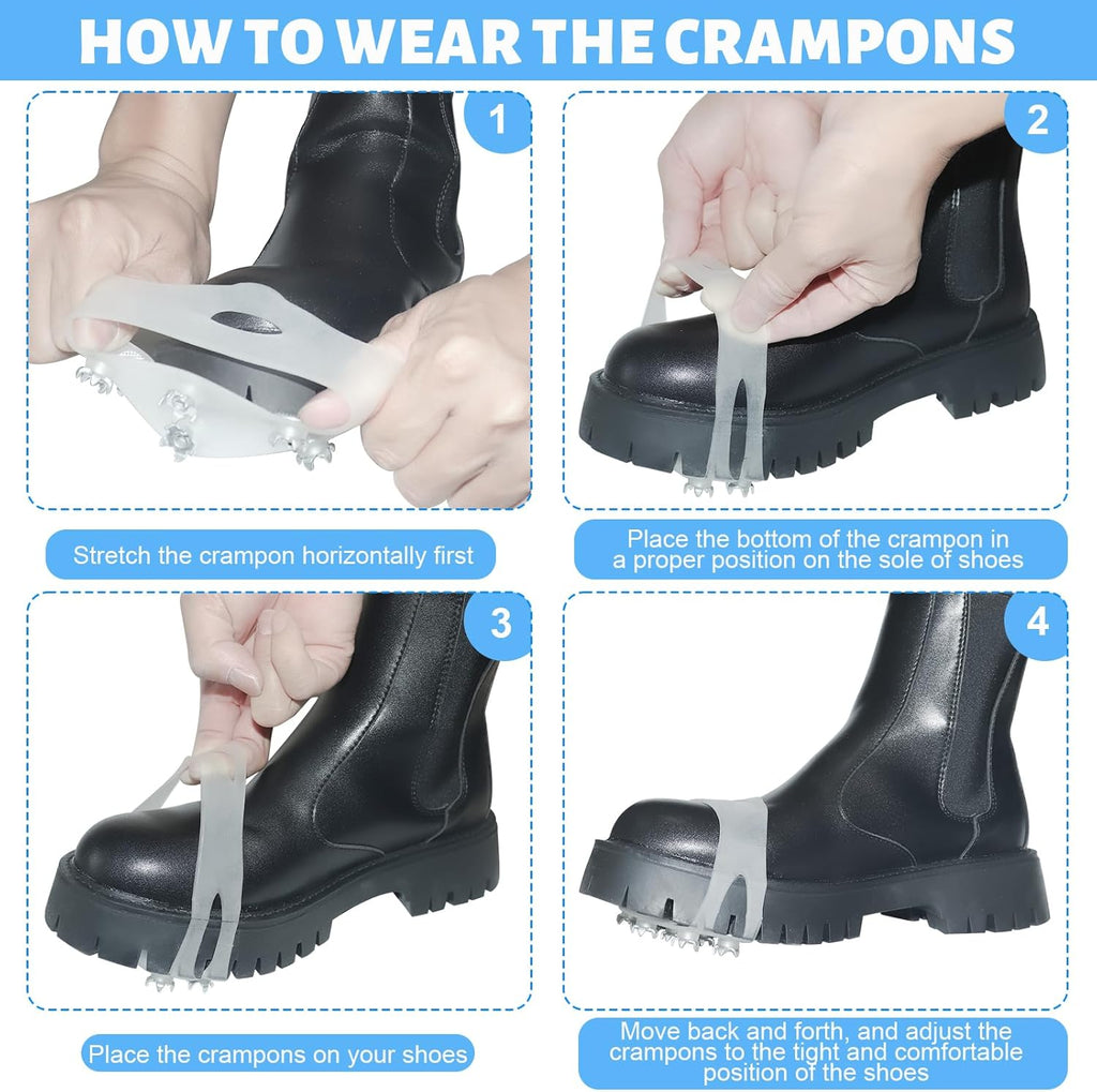 7-Spike Ice Cleats for Shoes & Boots, White Translucent Anti-Slip Traction for Hiking and Snow