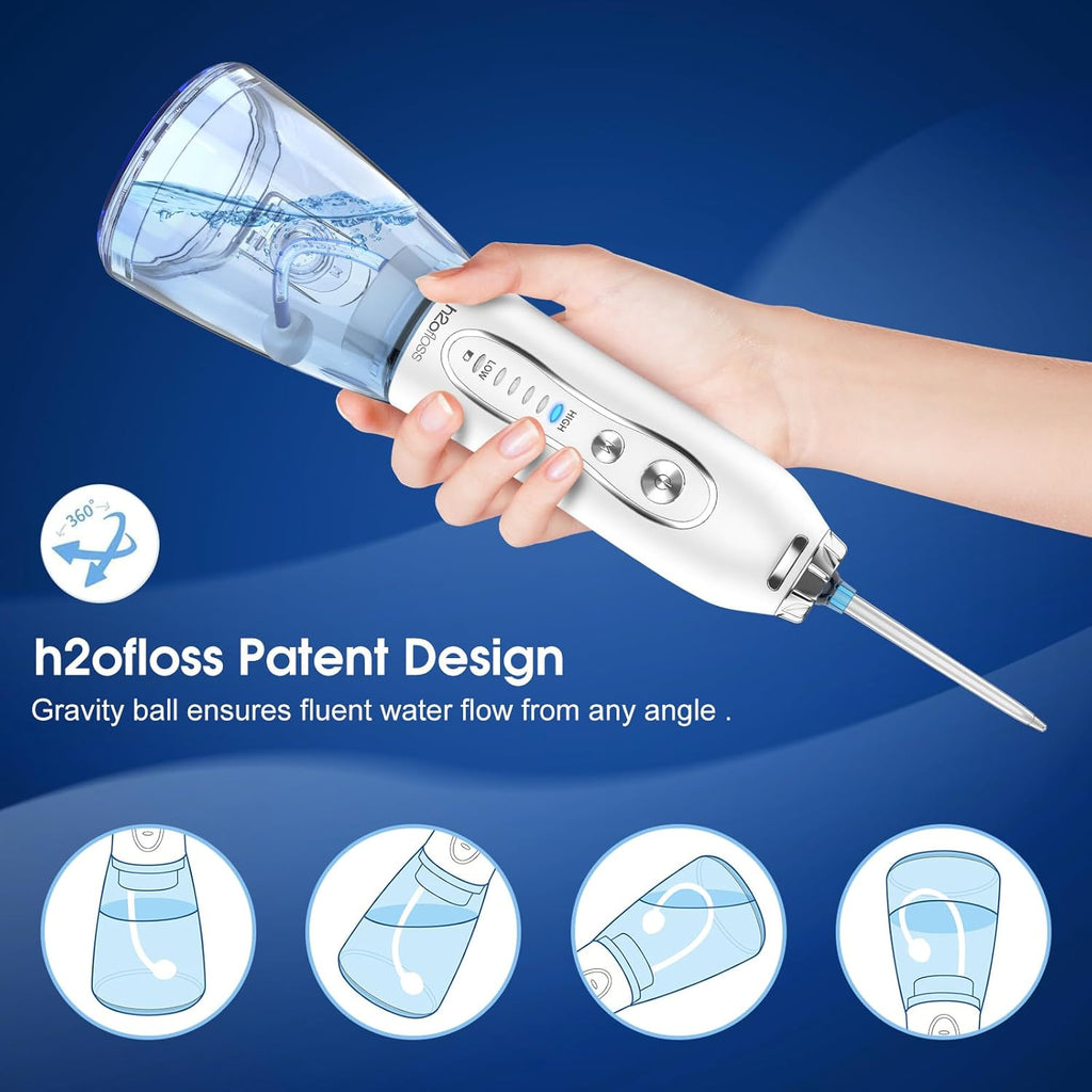 Portable Water Dental Flosser with 5 Modes, 6 Jet Tips, 300ml Detachable Reservoir, IPX7 Waterproof