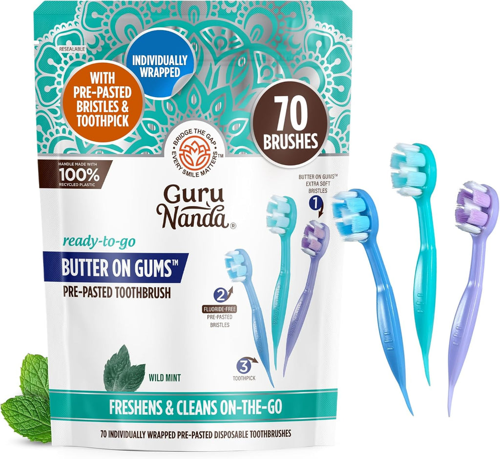 Disposable Mini Travel Toothbrush 70ct - All-in-One Oral Care, No Water Needed
