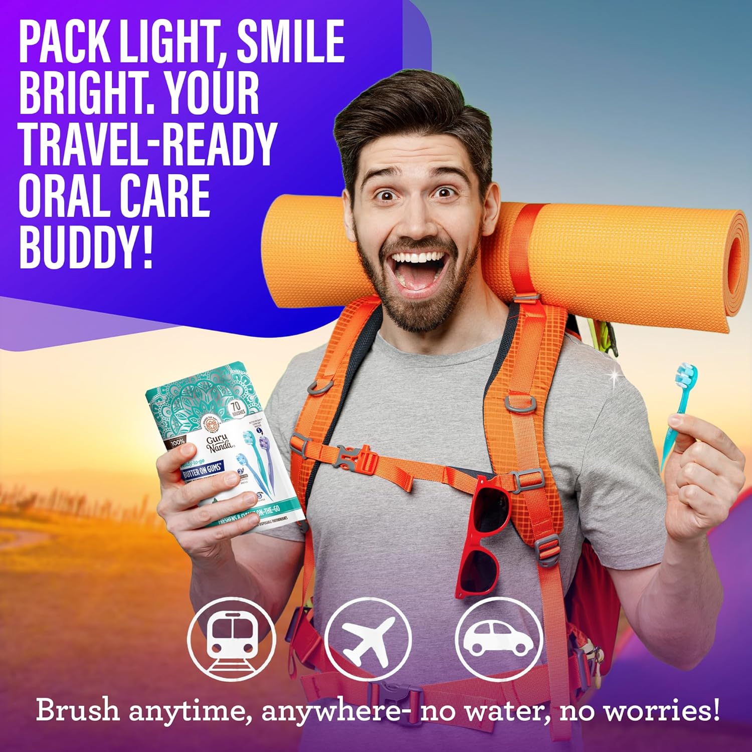 Disposable Mini Travel Toothbrush 70ct - All-in-One Oral Care, No Water Needed