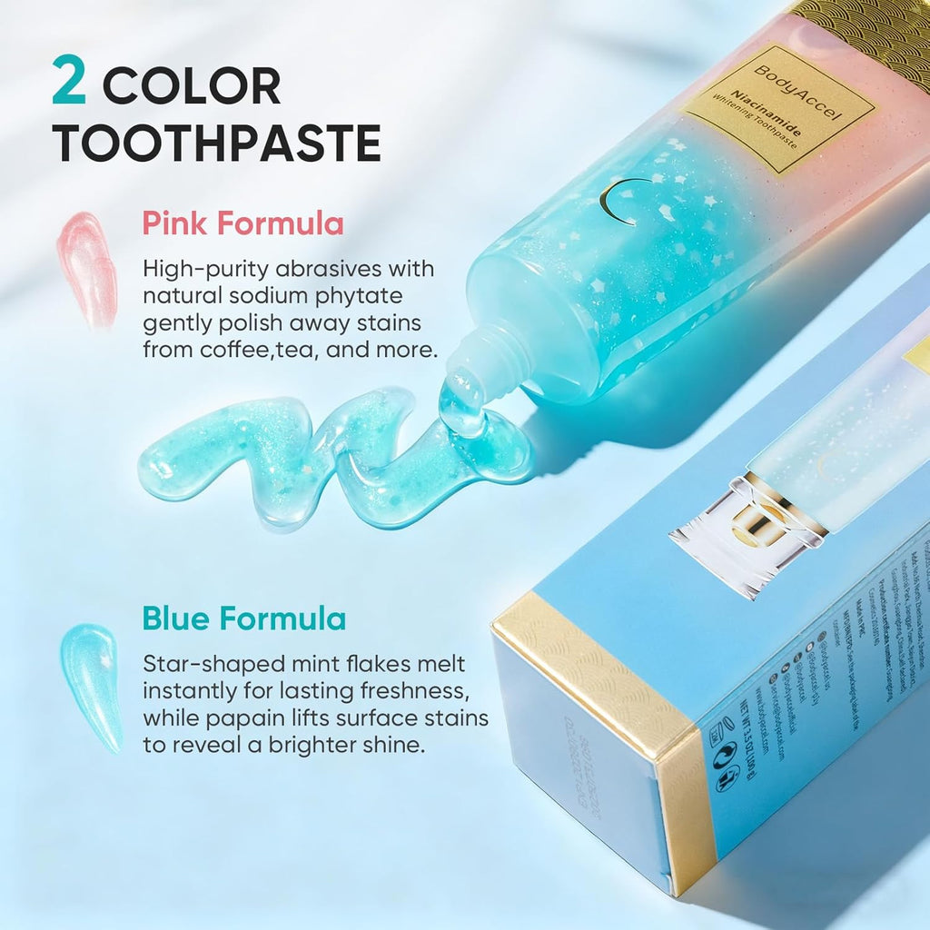 Niacinamide Whitening Toothpaste 2-Pack: Natural Formula for Brighter Teeth & Fresh Breath
