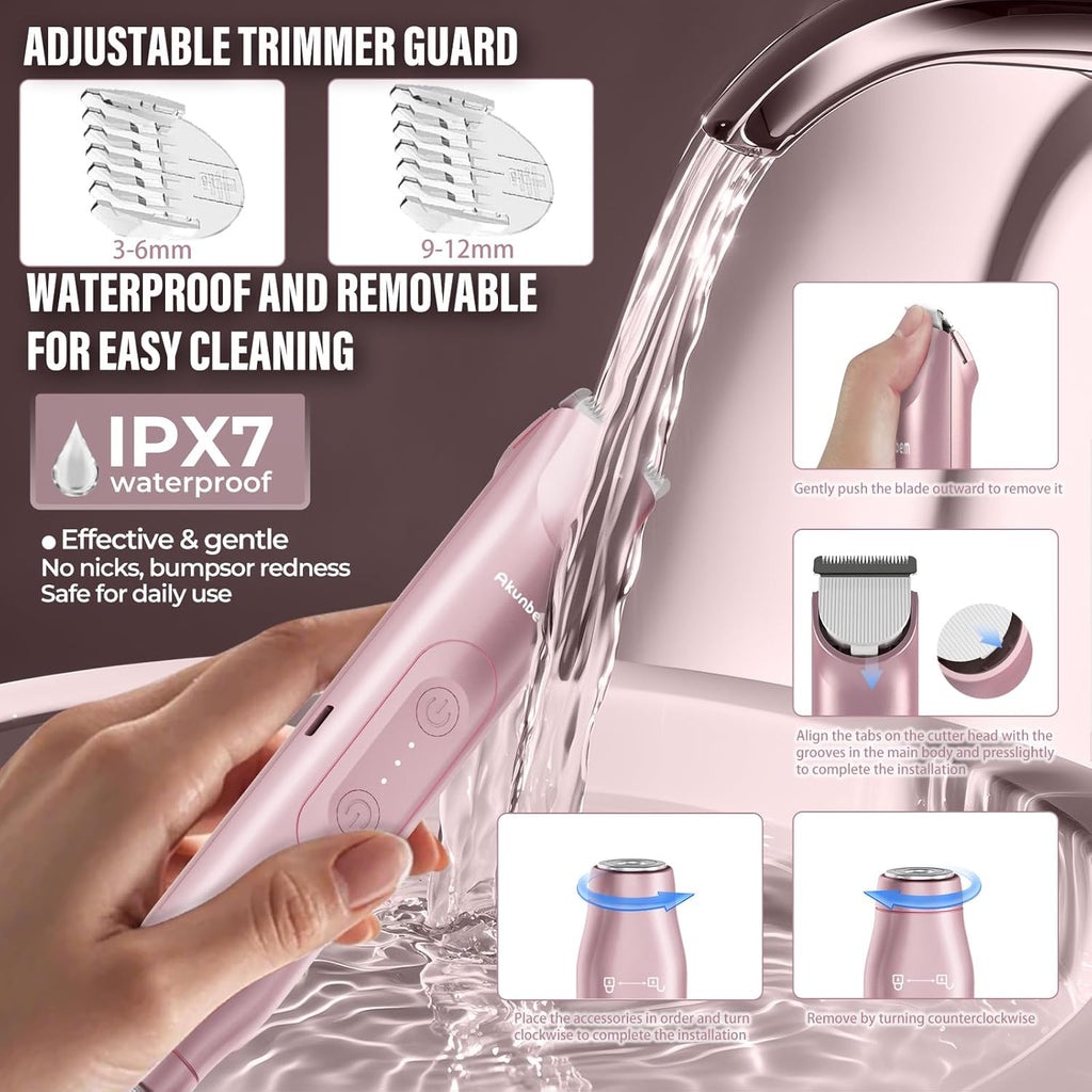2-in-1 Electric Bikini Trimmer & Facial Hair Remover - IPX7 Waterproof Wet & Dry Use
