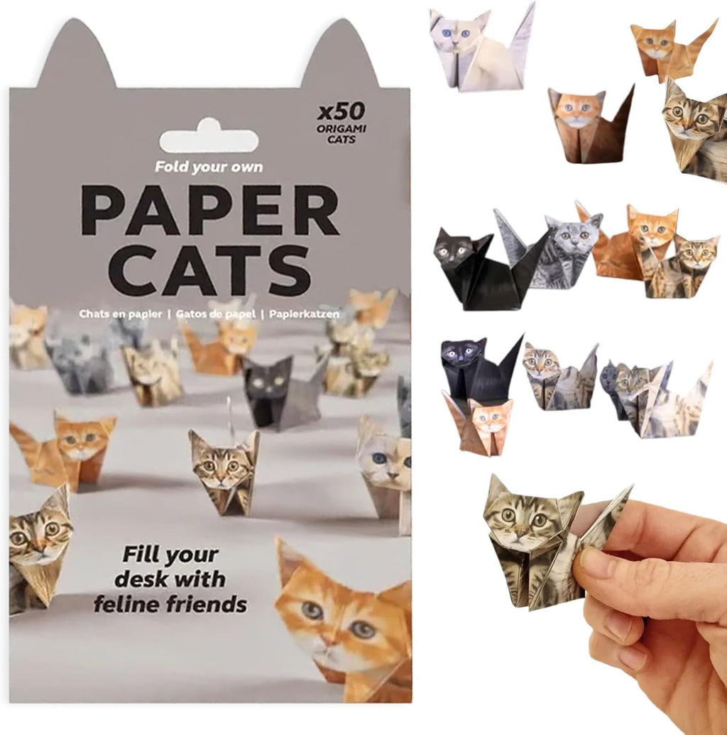 3D Origami Paper Cats Kit: 50 Sheets DIY Craft for Kids & Adults, Creative Art Project & Desk Decor