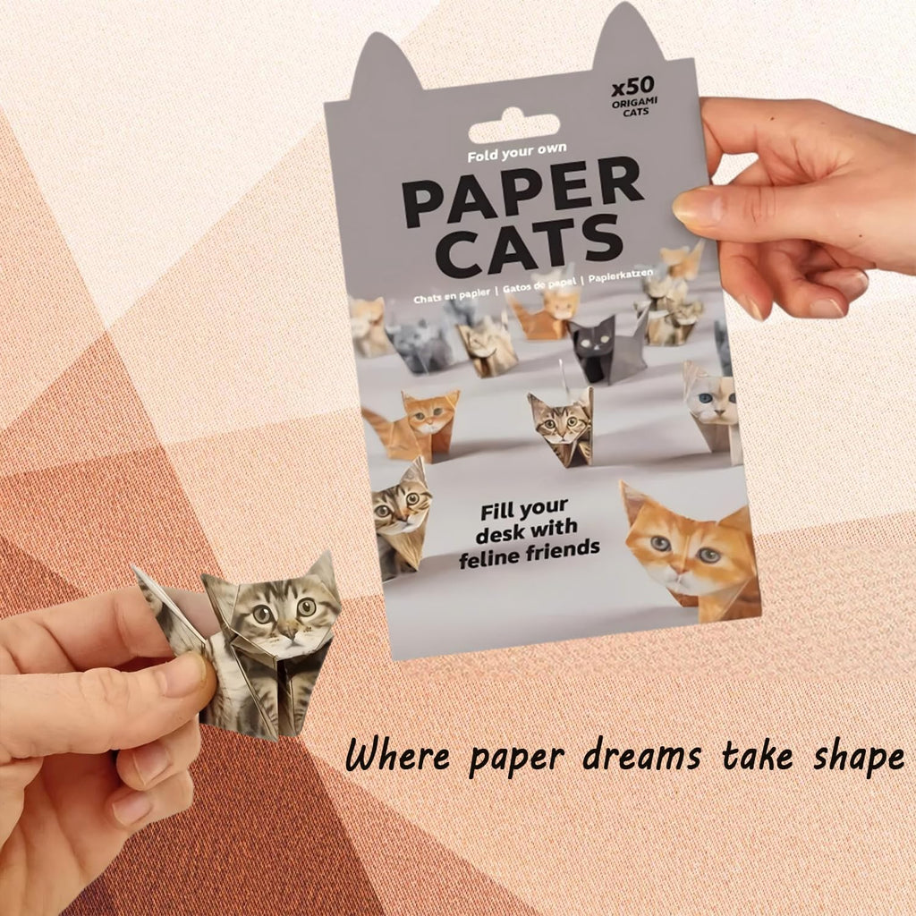 3D Origami Paper Cats Kit: 50 Sheets DIY Craft for Kids & Adults, Creative Art Project & Desk Decor