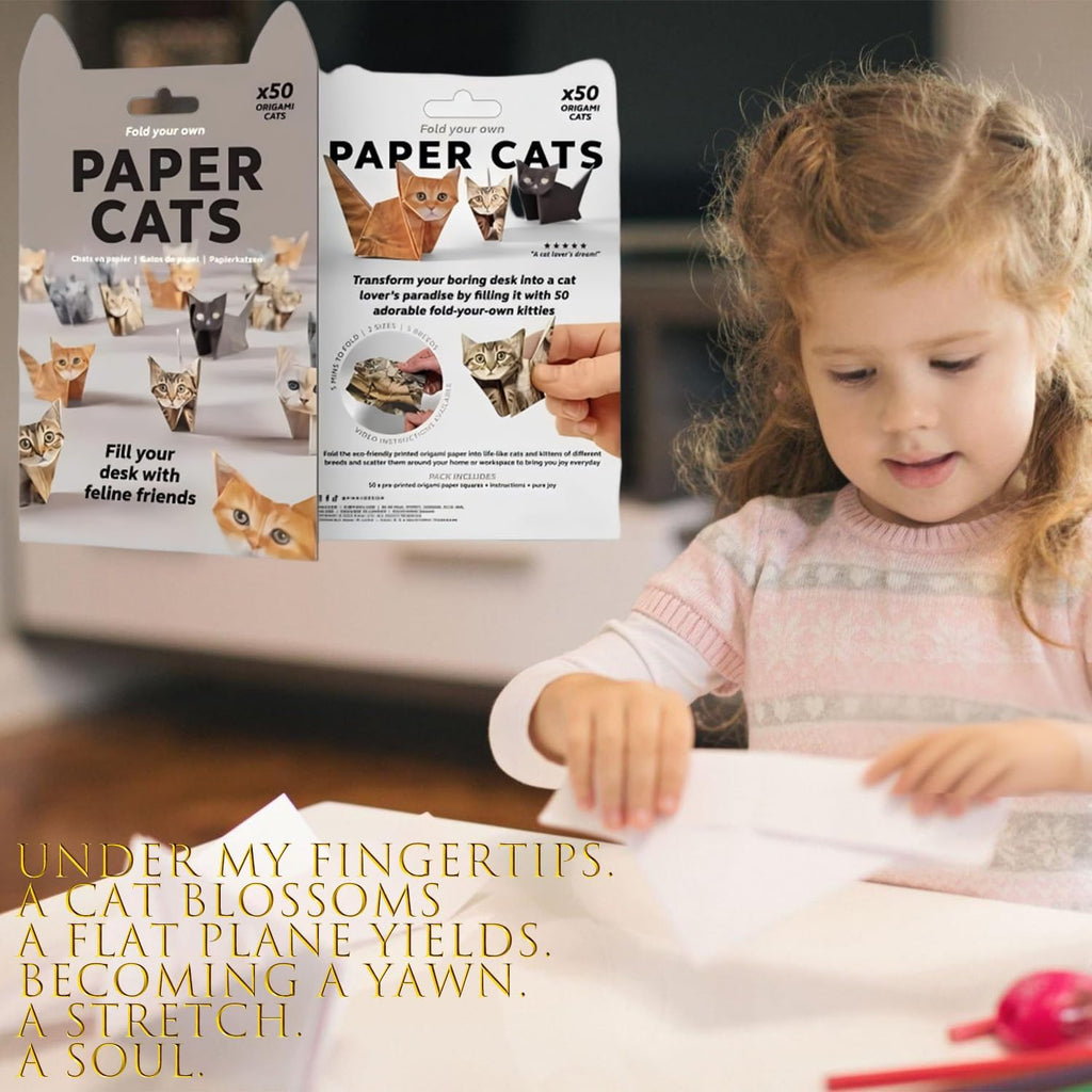 3D Origami Paper Cats Kit: 50 Sheets DIY Craft for Kids & Adults, Creative Art Project & Desk Decor