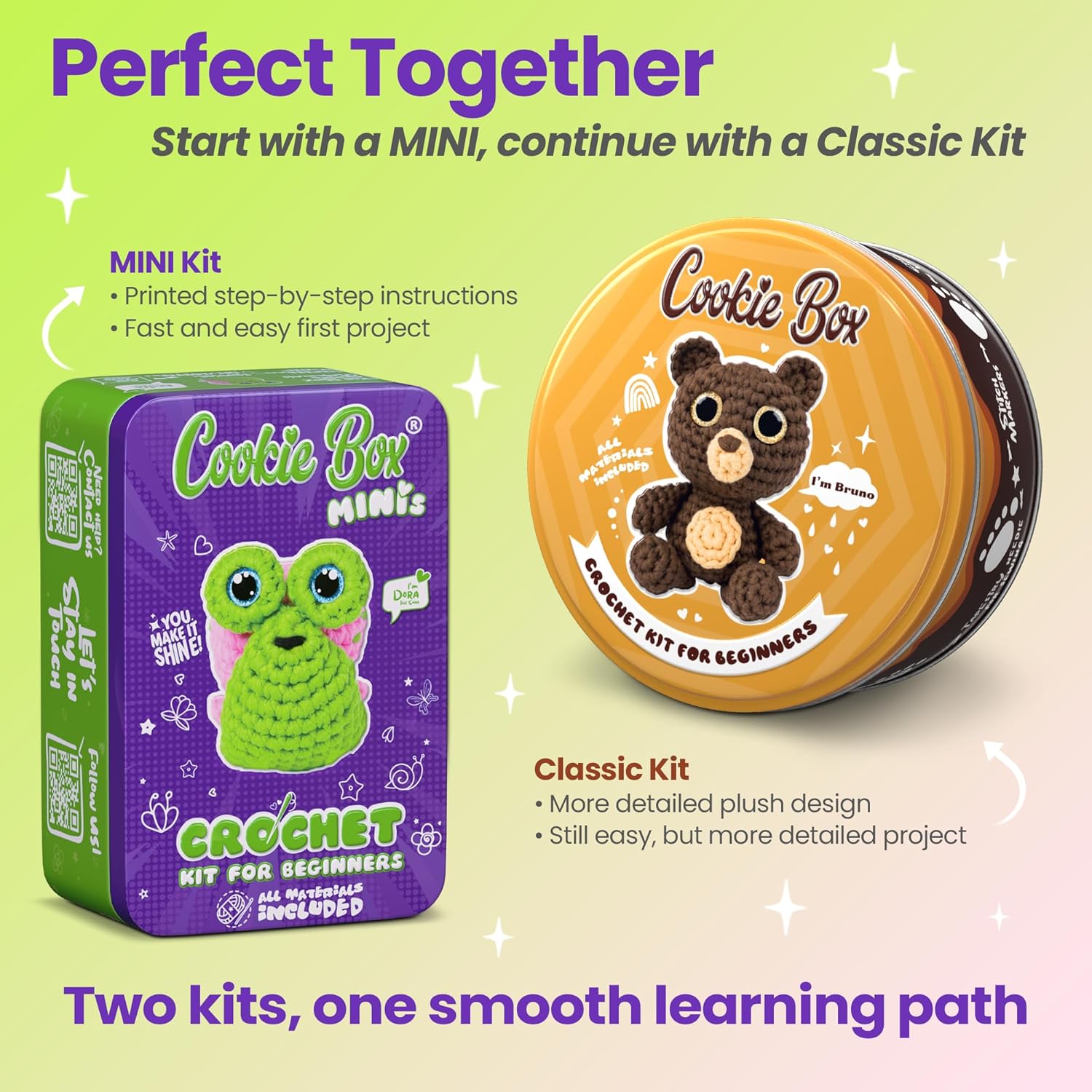 Beginner Crochet Kit: Make Snail Dora Plushie with Video Tutorial & Printed Instructions