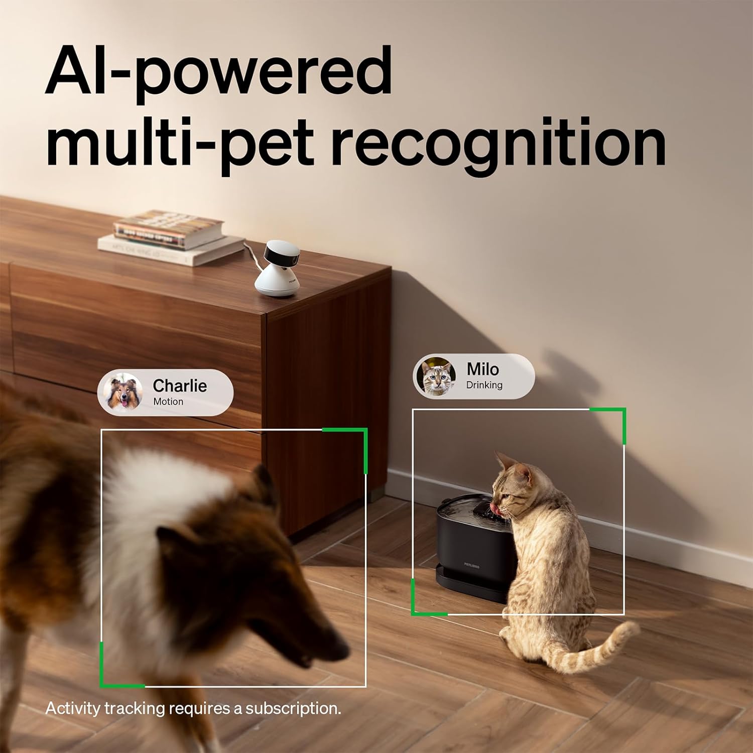 AI Pet Camera with Multi-Pet Recognition, 360° View & Smart Activity Summaries