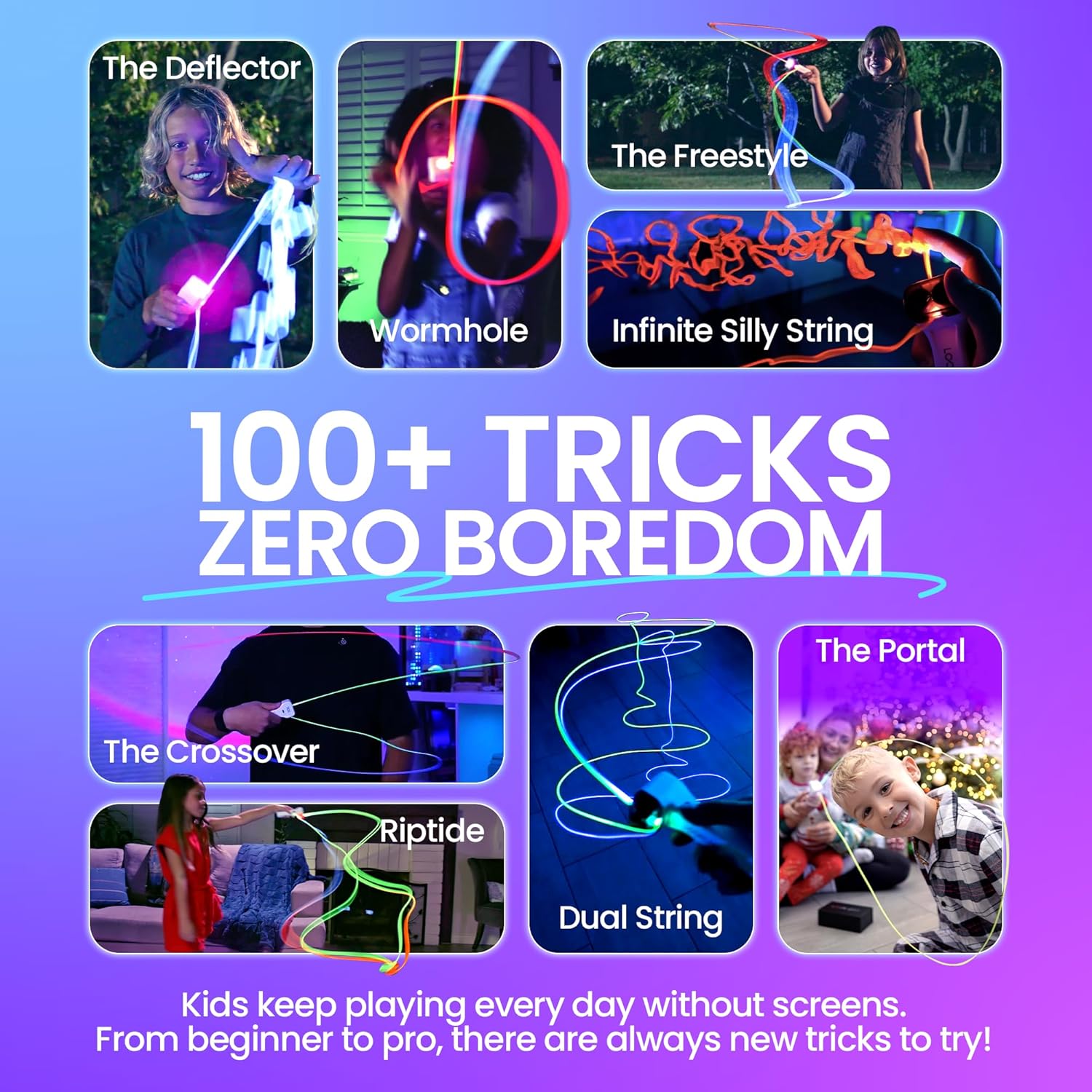Glow-in-the-Dark String Toy with 100+ Tricks - Interactive Light Toy for All Ages