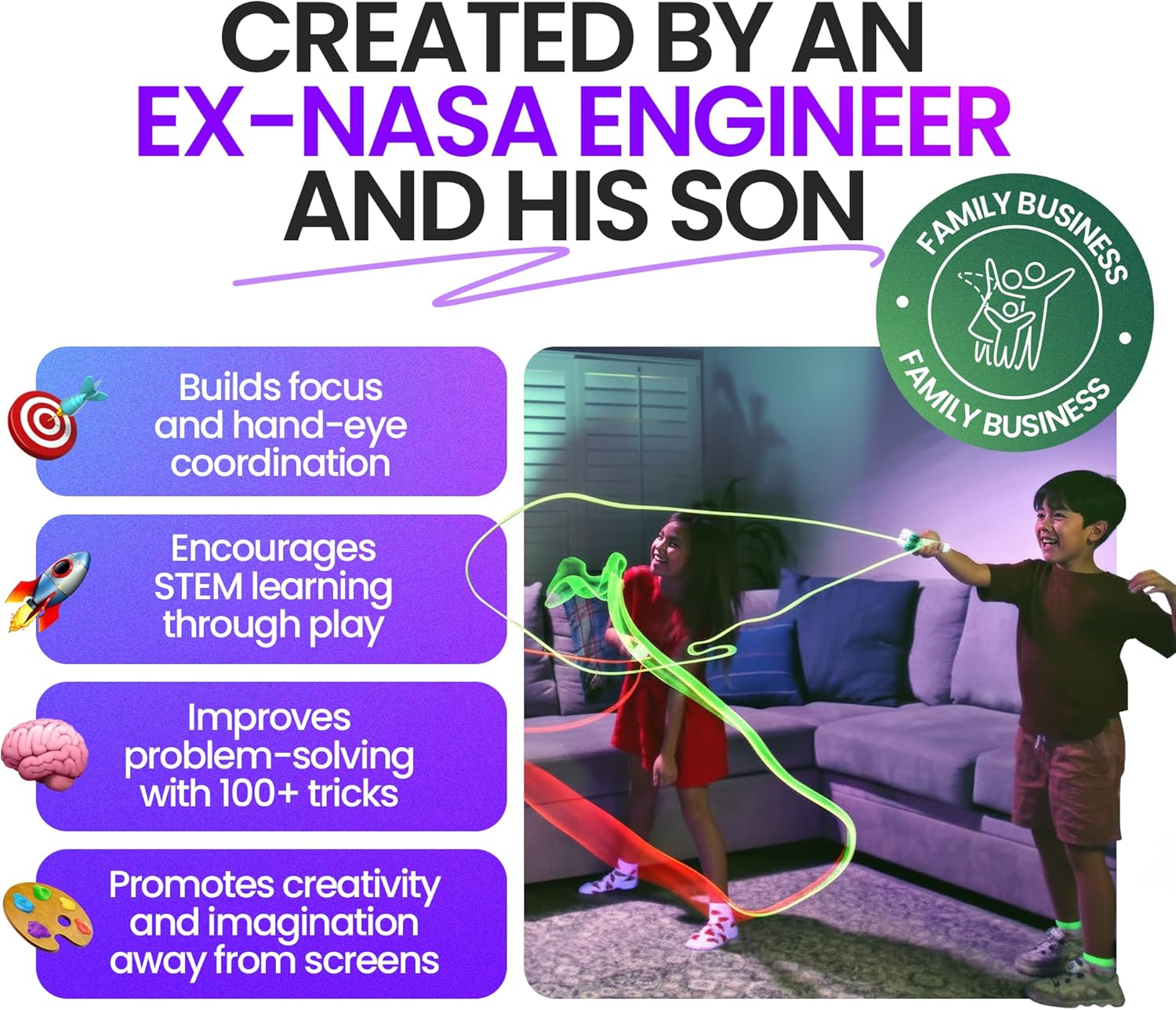 Glow-in-the-Dark String Toy with 100+ Tricks - Interactive Light Toy for All Ages