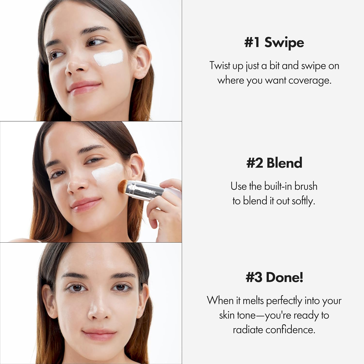 Color-Changing Foundation Stick with Detachable Brush - Balm-to-Cream Formula, 50-Hour Hydration
