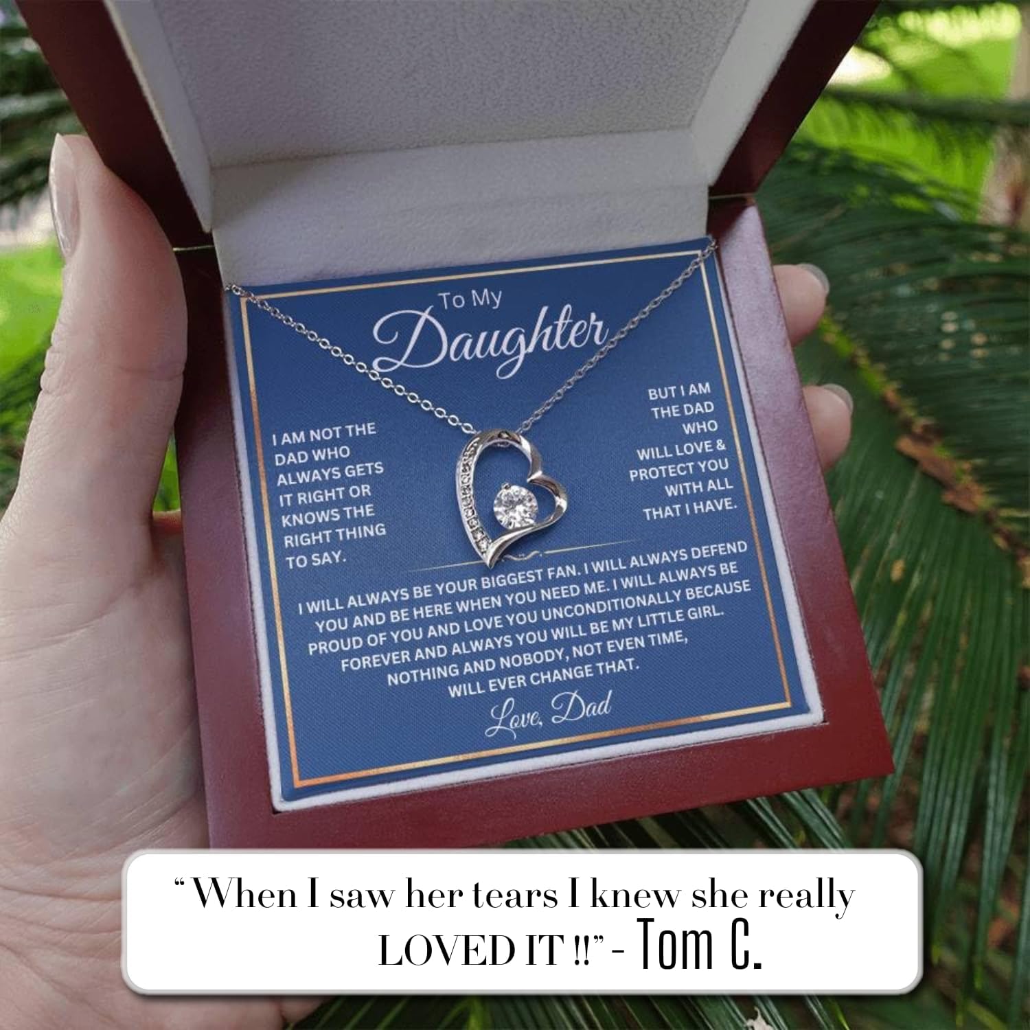 14K Gold Daughter Necklace with Heartfelt Message, Perfect Gift from Parents for Birthday or Graduation