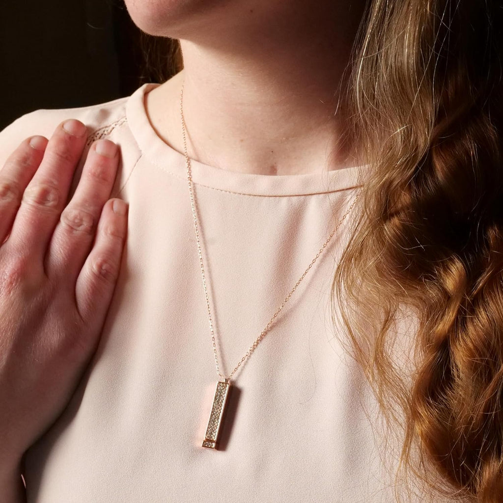 I Love You Necklace with Secret Message, 14K Rose Gold Plated, Adjustable Chain