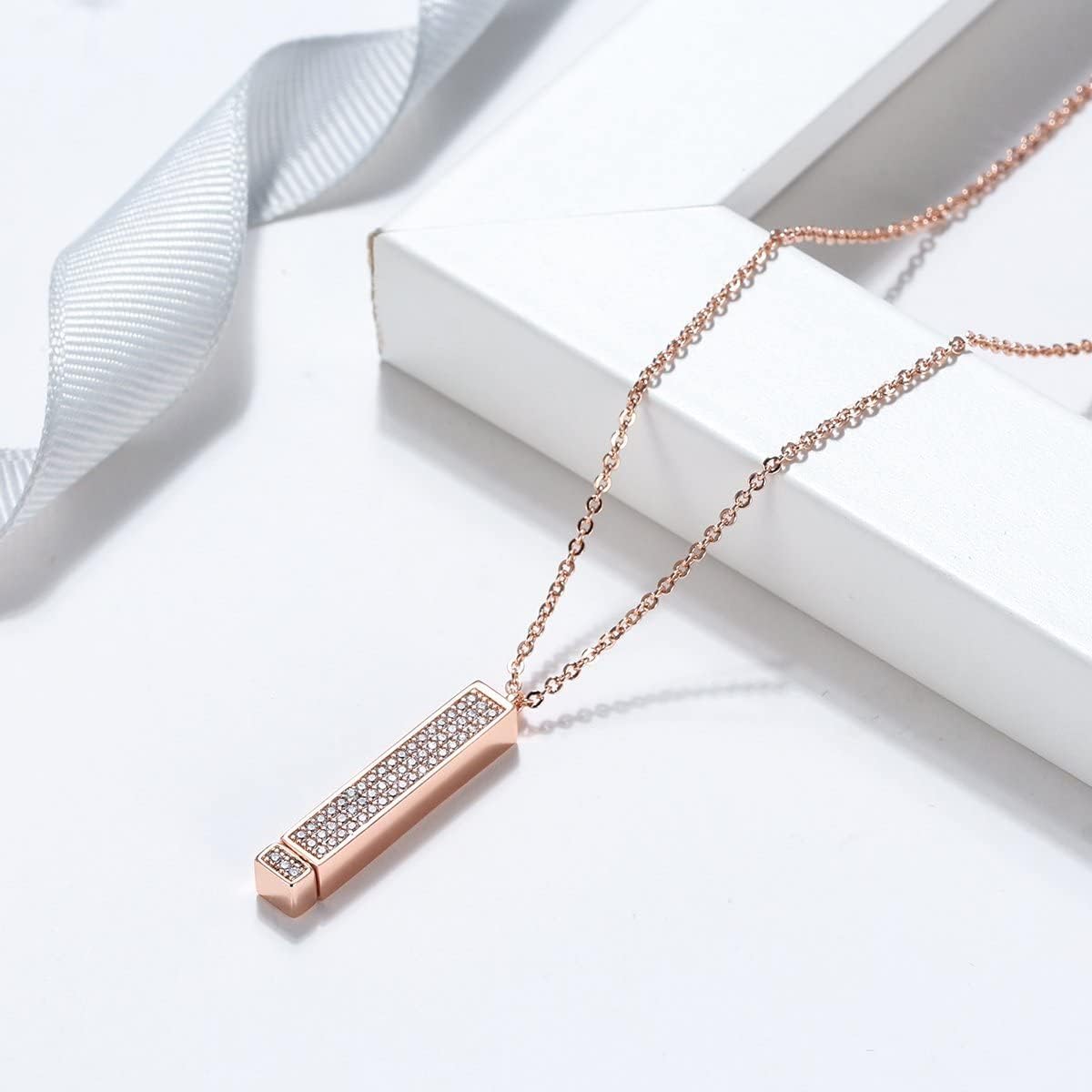I Love You Necklace with Secret Message, 14K Rose Gold Plated, Adjustable Chain