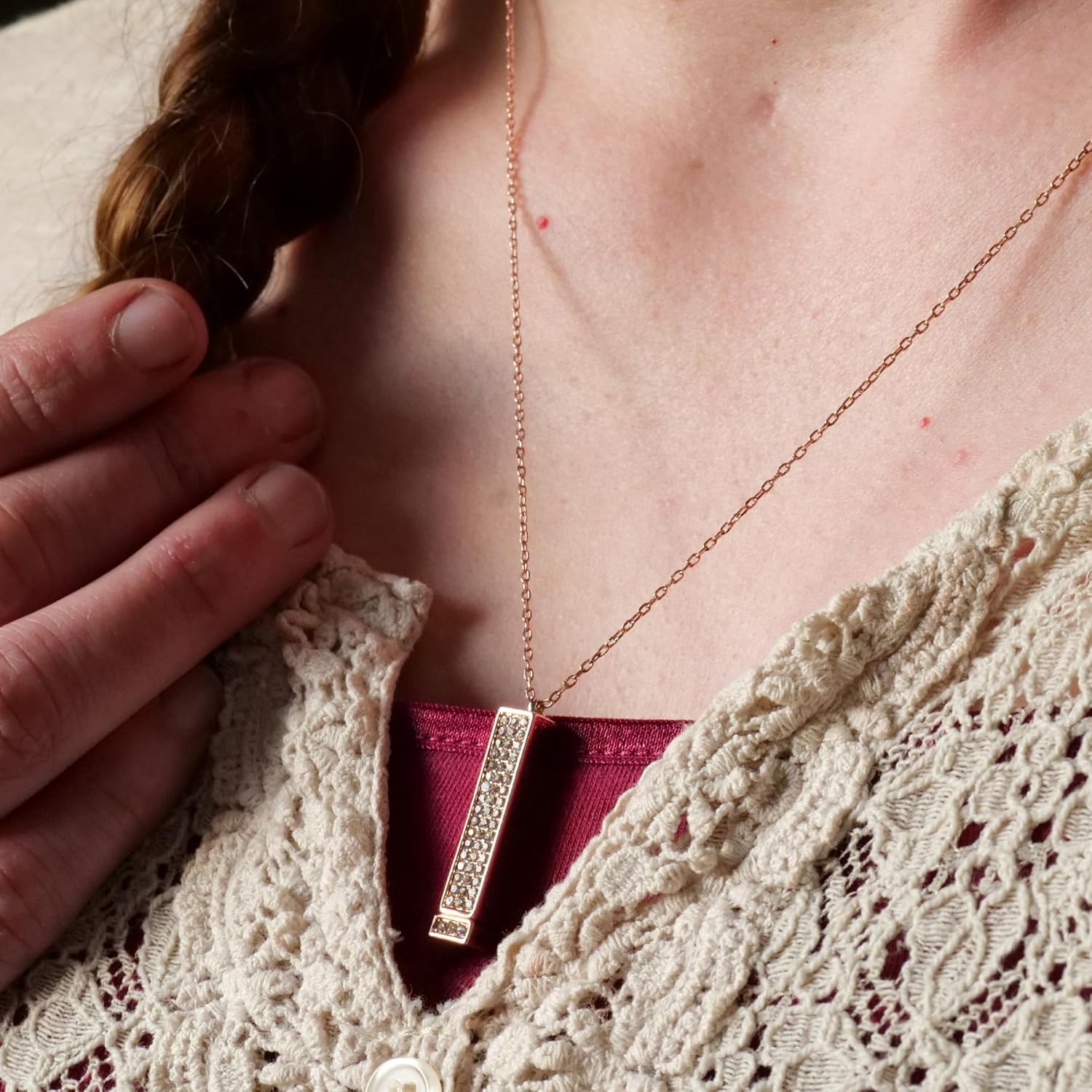 I Love You Necklace with Secret Message, 14K Rose Gold Plated, Adjustable Chain