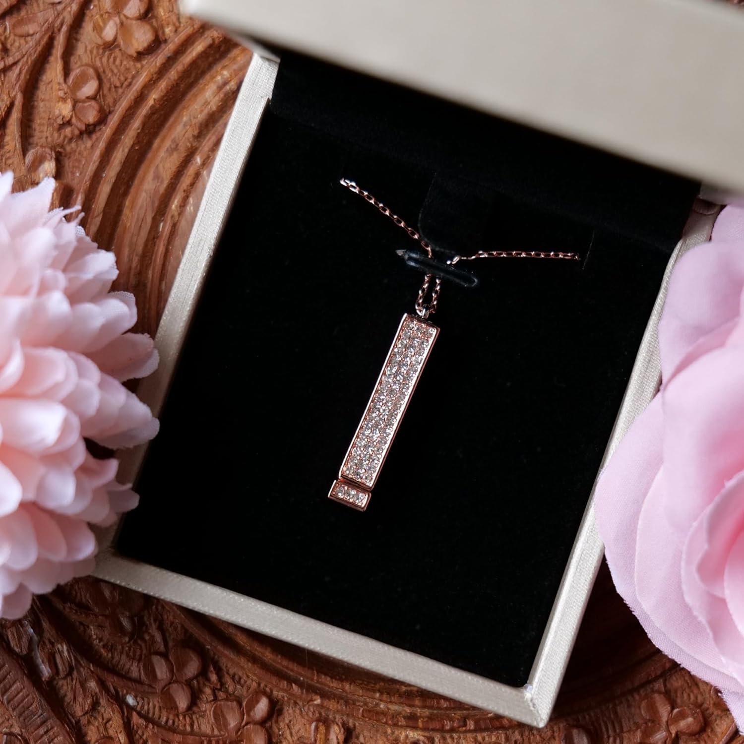 I Love You Necklace with Secret Message, 14K Rose Gold Plated, Adjustable Chain