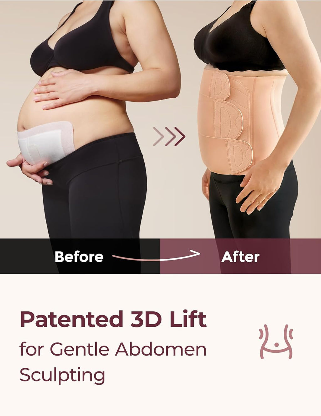 Postpartum Belly Band for Natural and C-Section Recovery with 3D Abdomen Lifting & Back Support